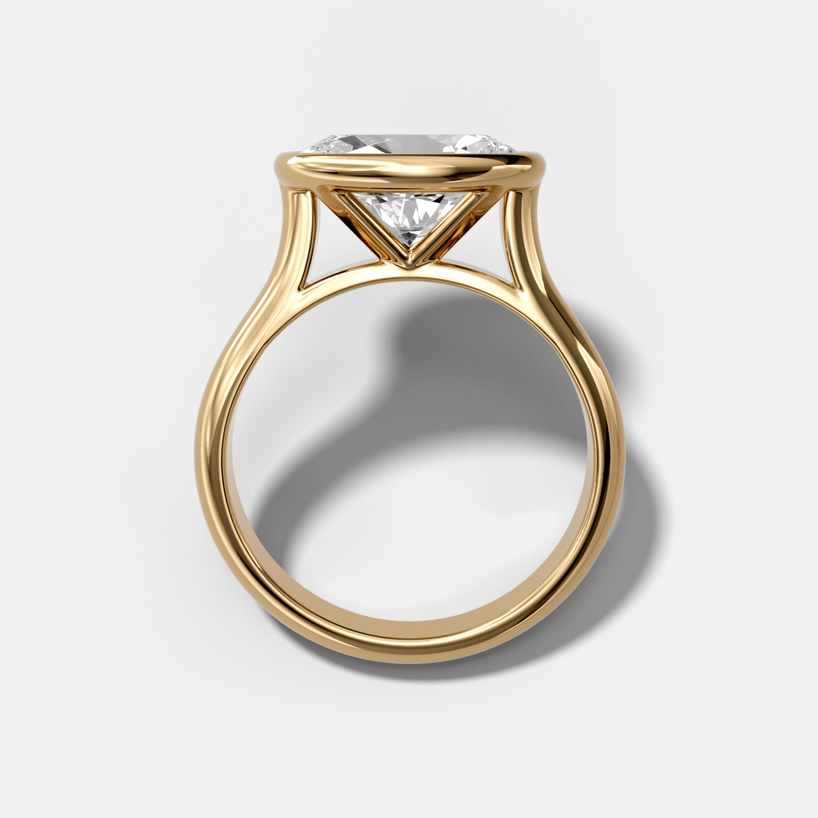 Cathedral Bezel Set Solitaire Engagement Ring With Oval Diamond (East West) - GOODSTONE