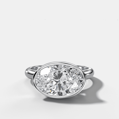 Oval Cathedral Bezel Set Solitaire Engagement Ring | GoodStone