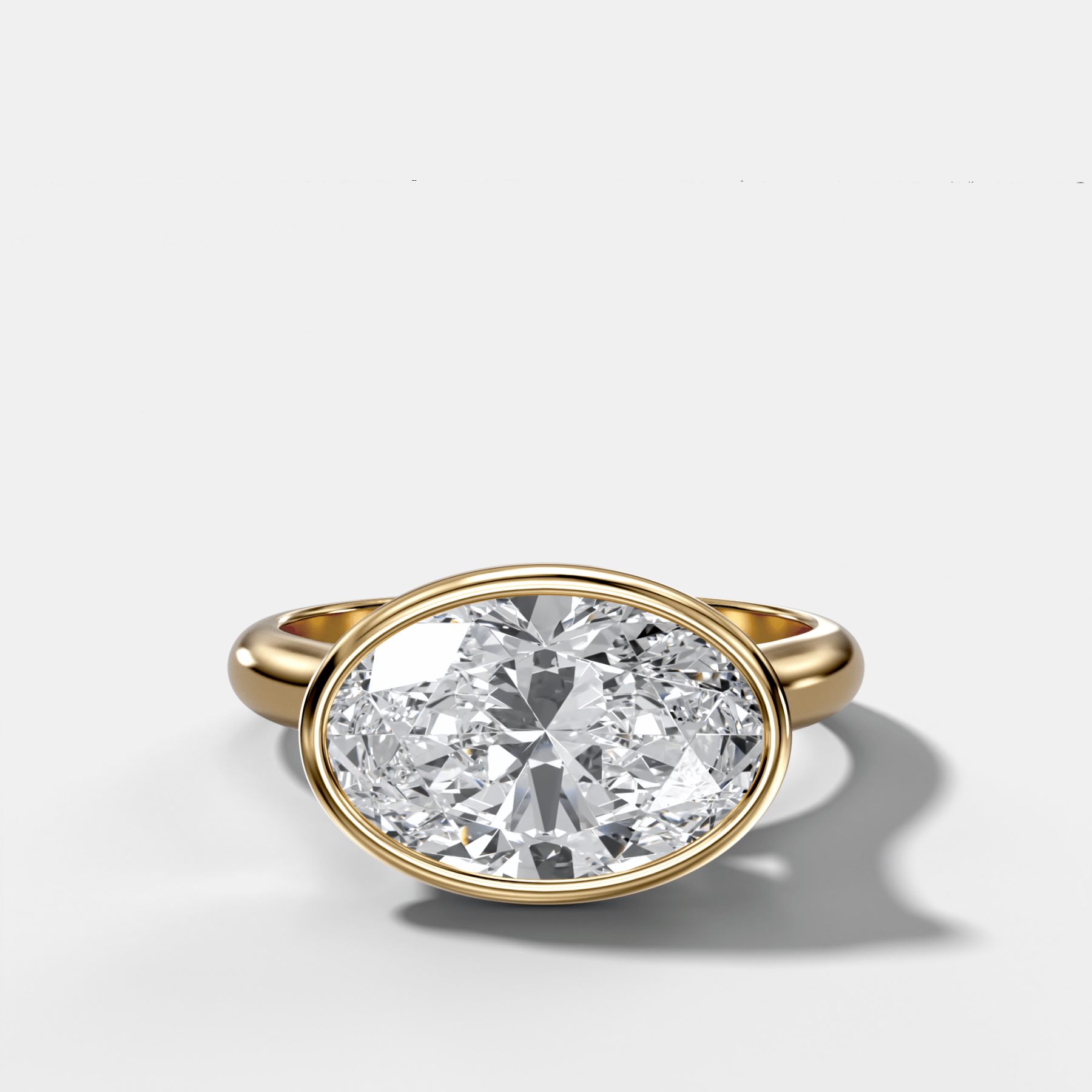 Cathedral Bezel Set Solitaire Engagement Ring With Oval Diamond (East West) - GOODSTONE