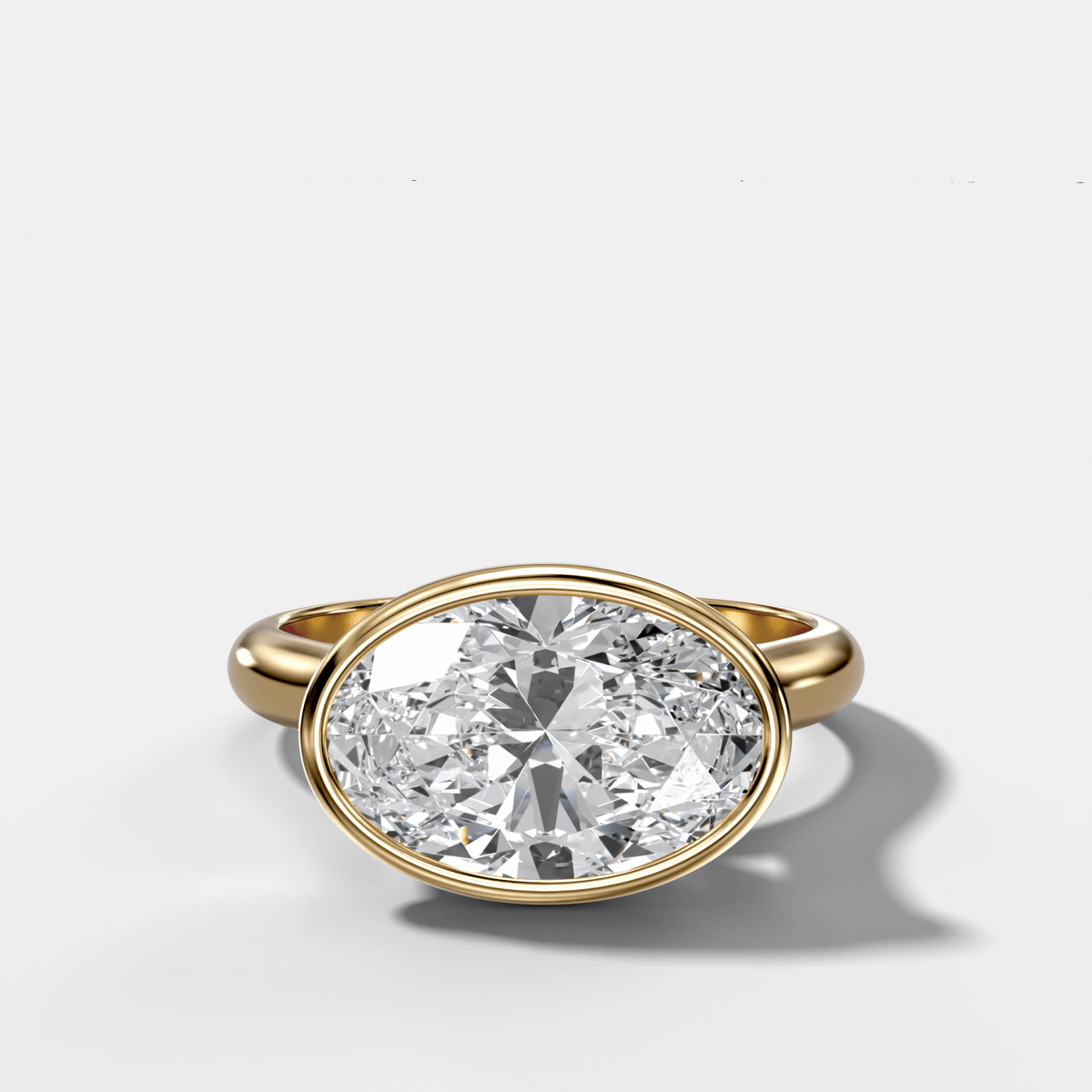 Cathedral Bezel Set Solitaire Engagement Ring With Oval Diamond (East West) - GOODSTONE