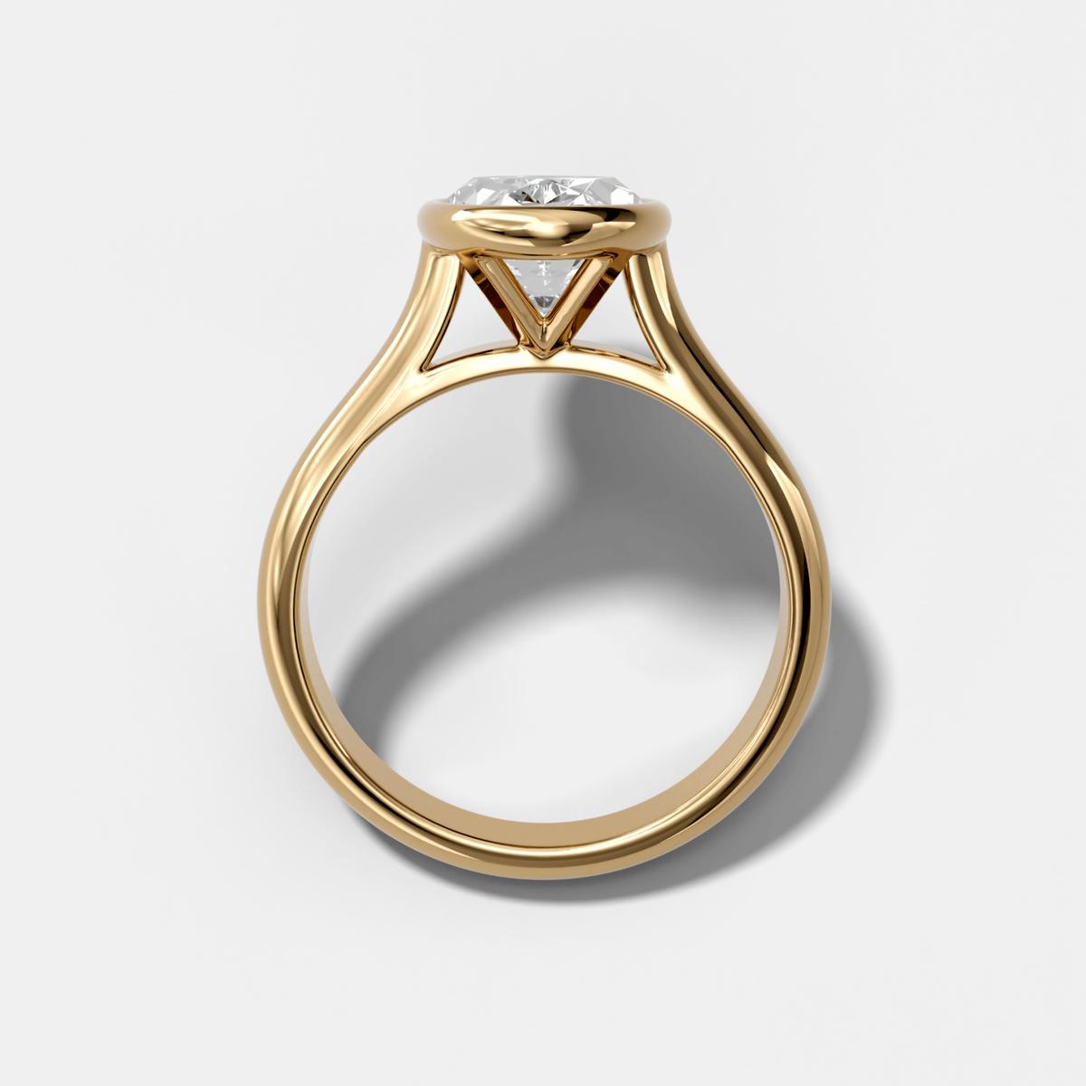 Cathedral Bezel Set Solitaire Engagement Ring With Oval Diamond - GOODSTONE