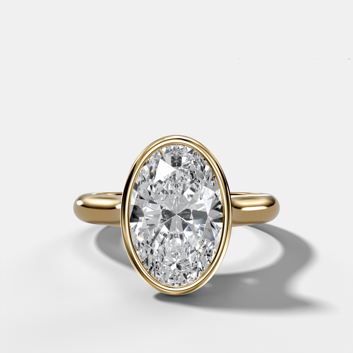 Cathedral Bezel Set Solitaire Engagement Ring With Oval Diamond - GOODSTONE