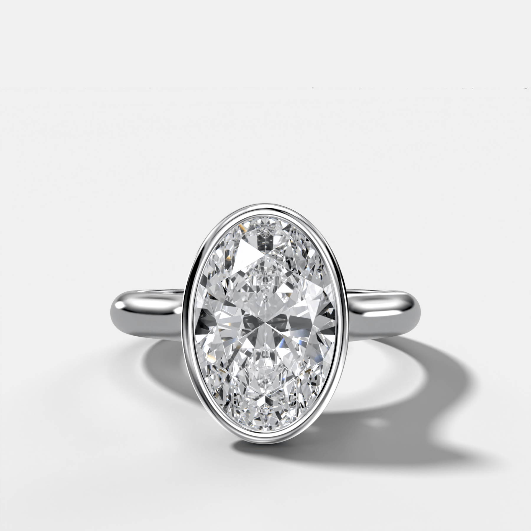 Cathedral Bezel Set Solitaire Engagement Ring With Oval Diamond - GOODSTONE