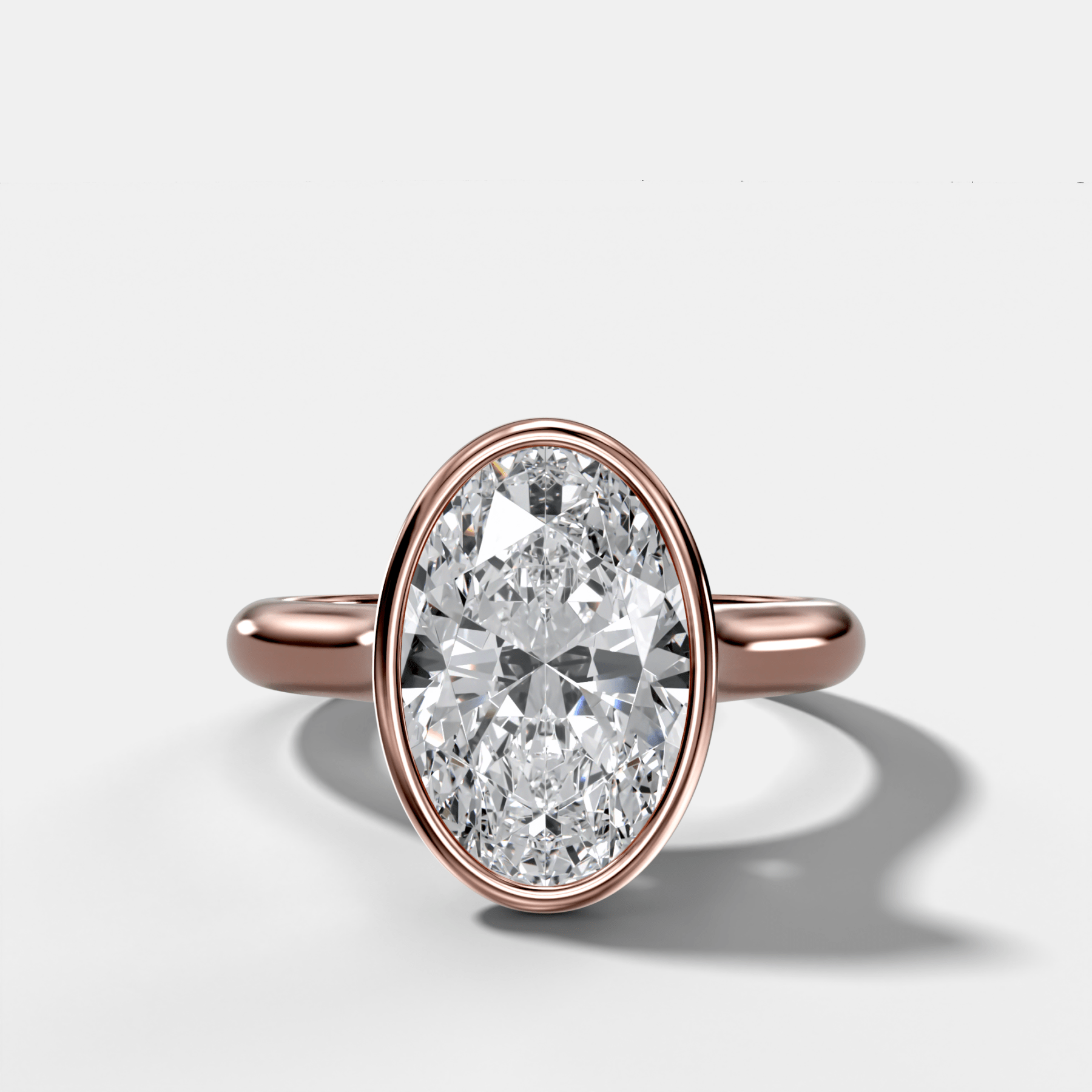 Cathedral Bezel Set Solitaire Engagement Ring With Oval Diamond - GOODSTONE