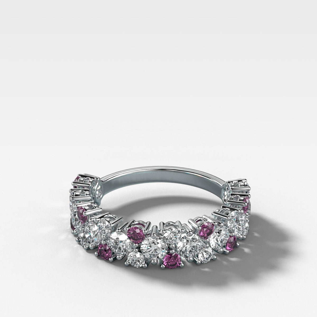 Celestial Round Diamond Wedding Band with Amethyst - GOODSTONE