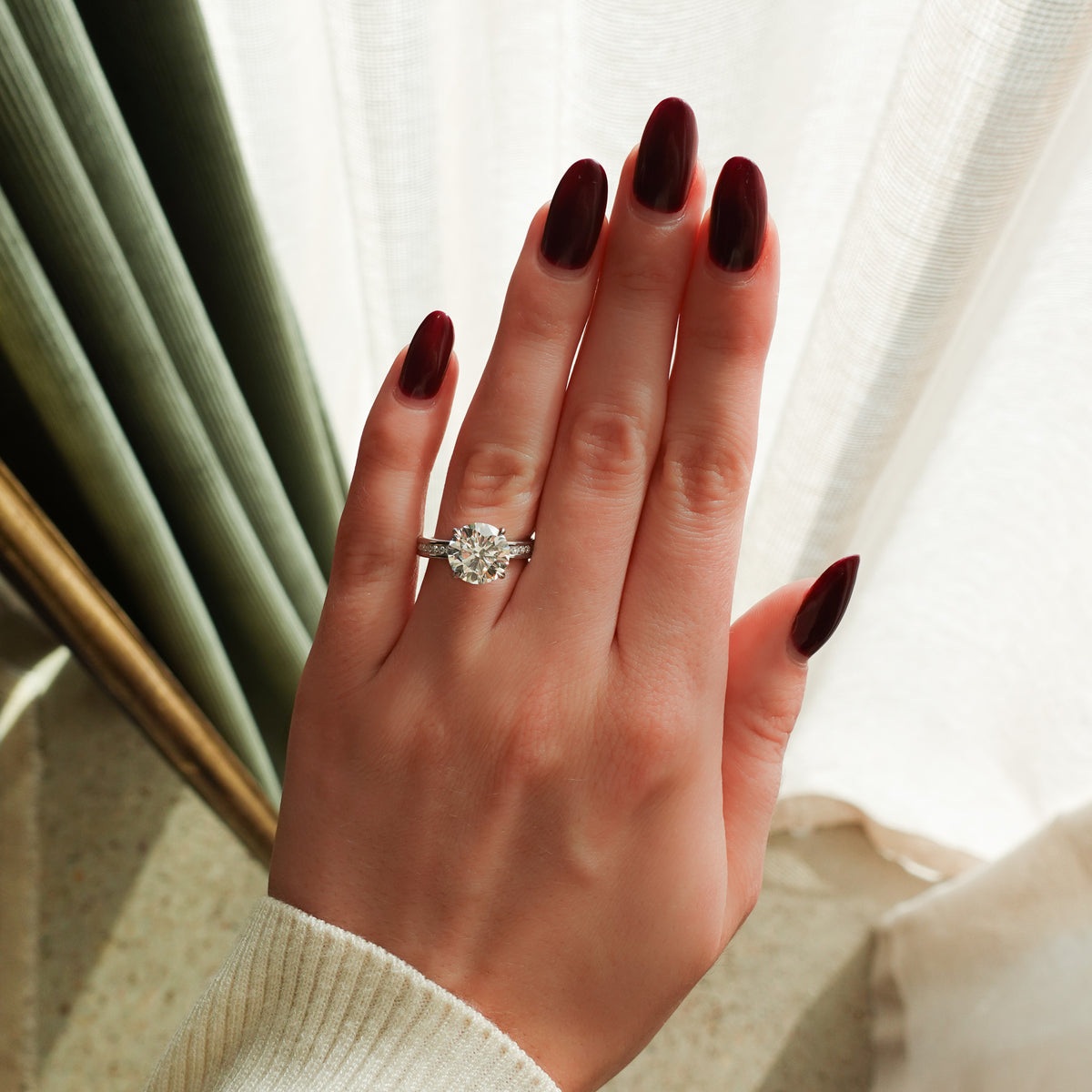 Petite Channel Set Engagement Ring with Round Cut Diamond