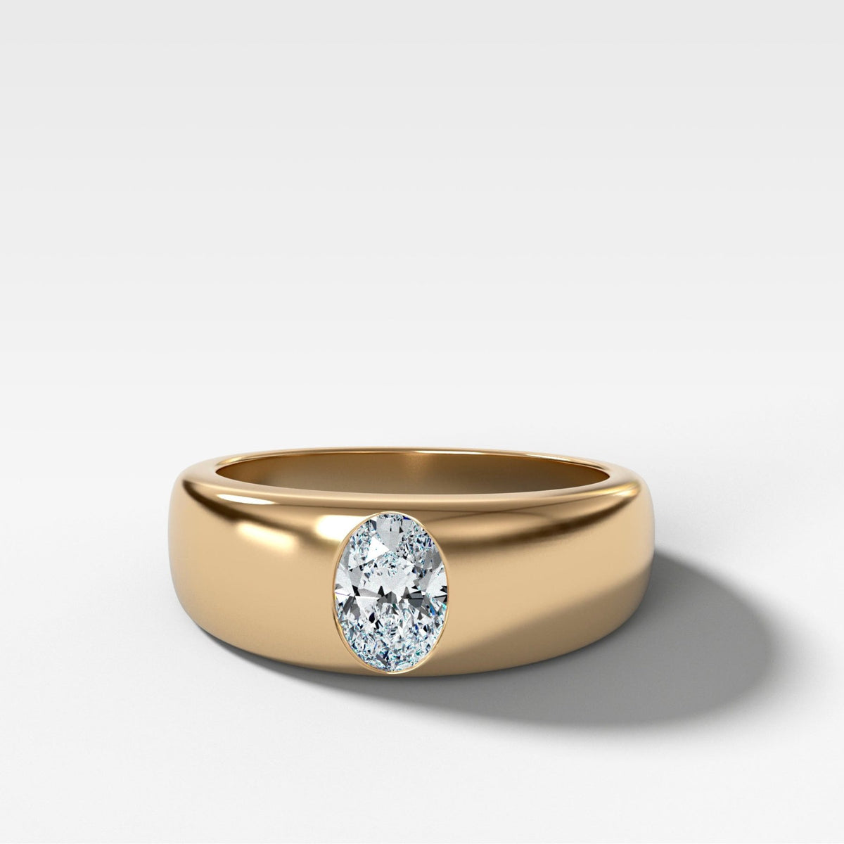 Chunky Burnished Ring with an Oval Cut - GOODSTONE