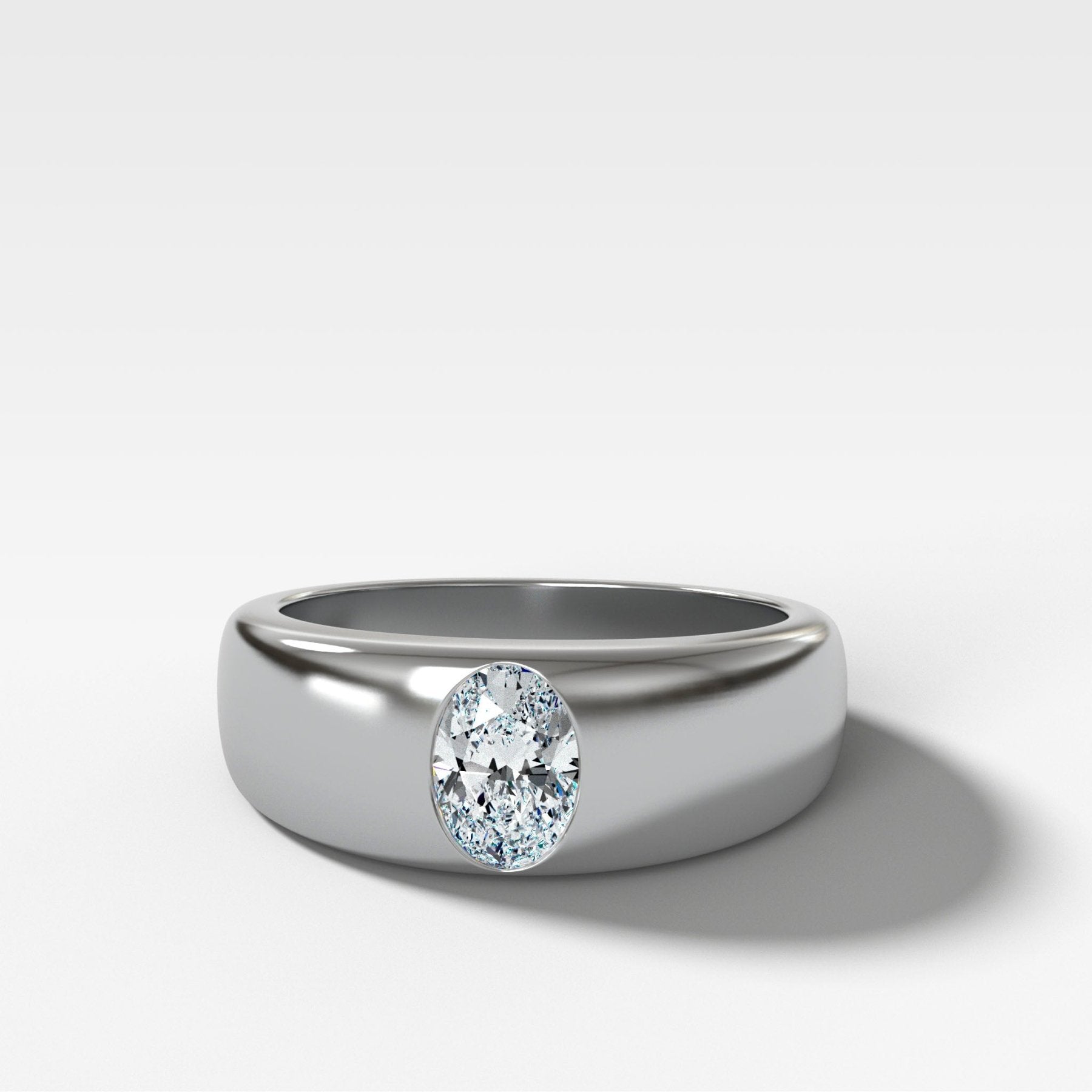 Chunky Burnished Ring with an Oval Cut - GOODSTONE