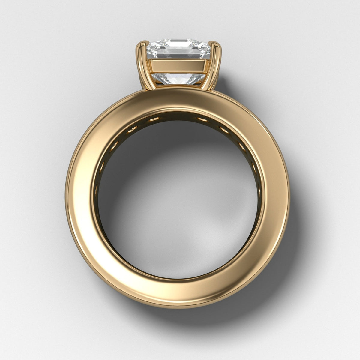 Chunky Channel Set Engagement Ring with Asscher Cut Diamond - GOODSTONE