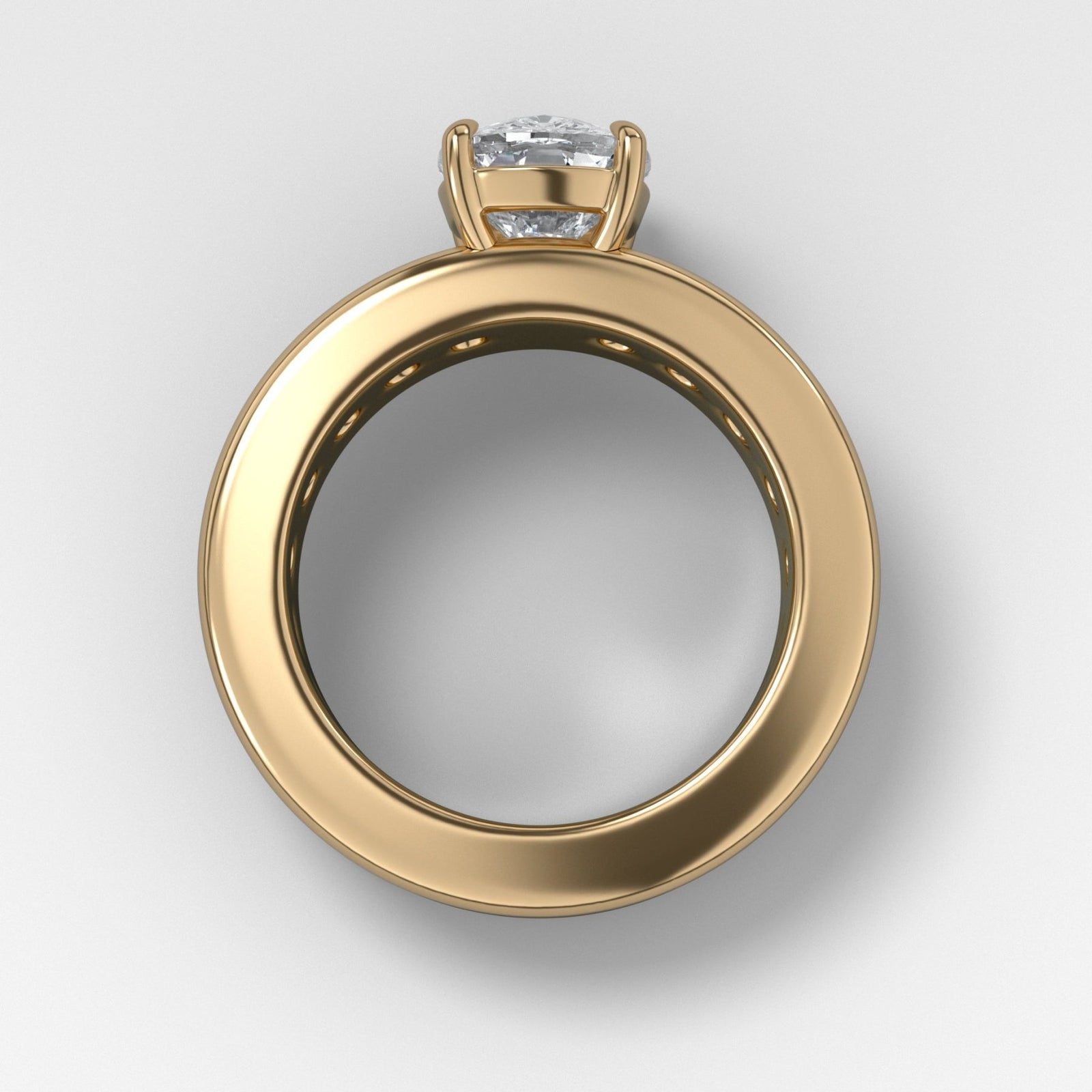 Chunky Channel Set Engagement Ring with Elongated Cushion Cut Diamond - GOODSTONE