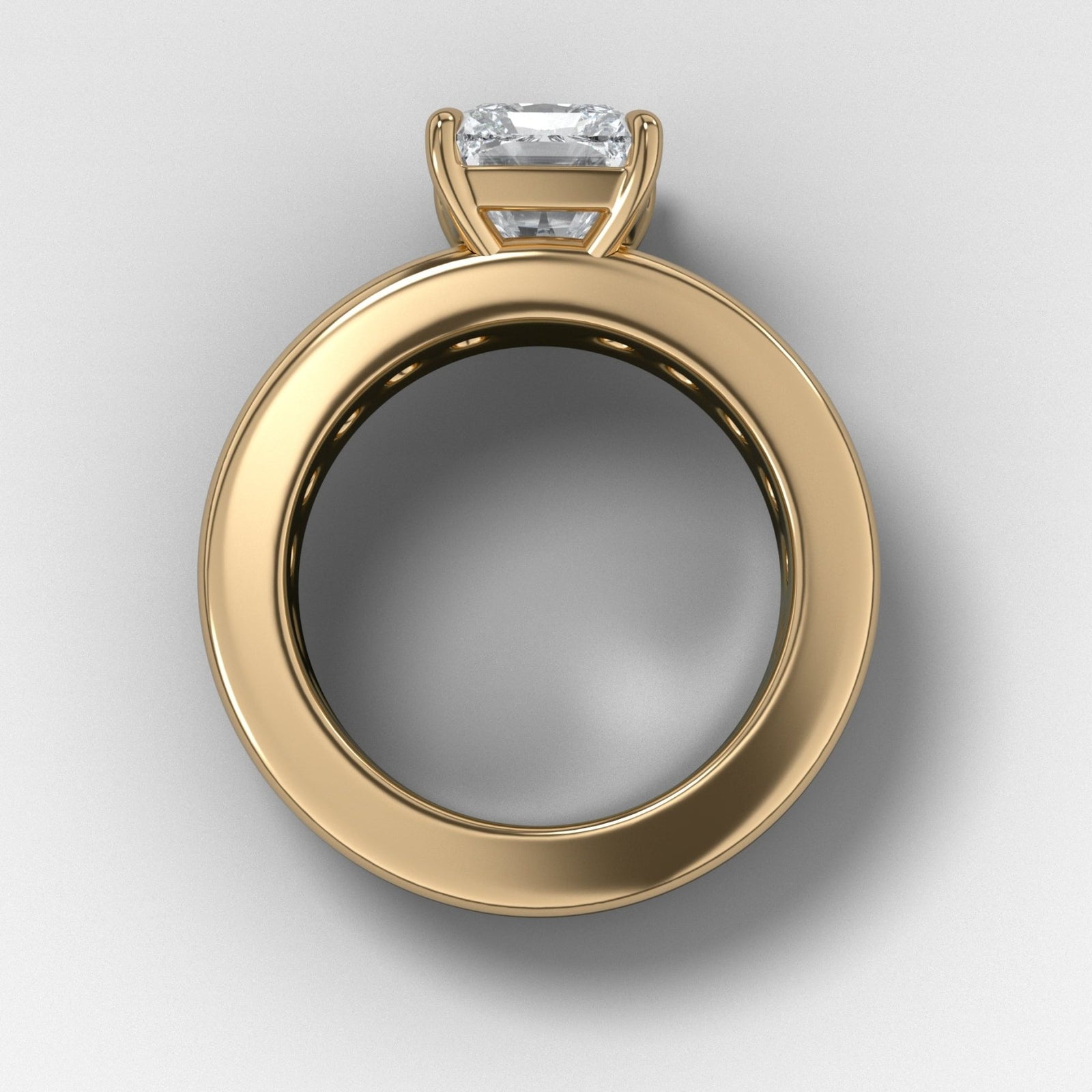 Chunky Channel Set Engagement Ring with Elongated Radiant Cut Diamond - GOODSTONE