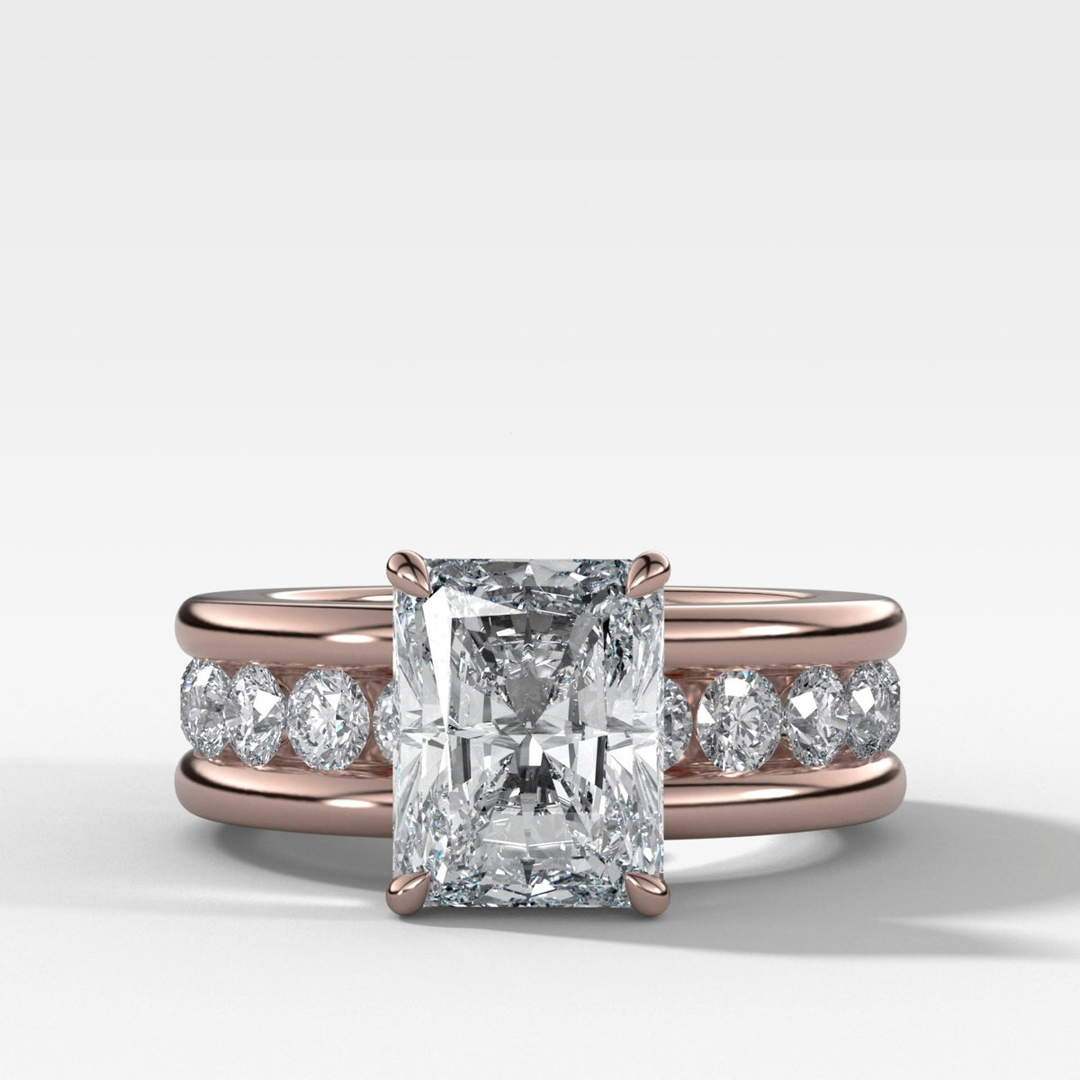 Chunky Channel Set Engagement Ring with Elongated Radiant Cut Diamond - GOODSTONE