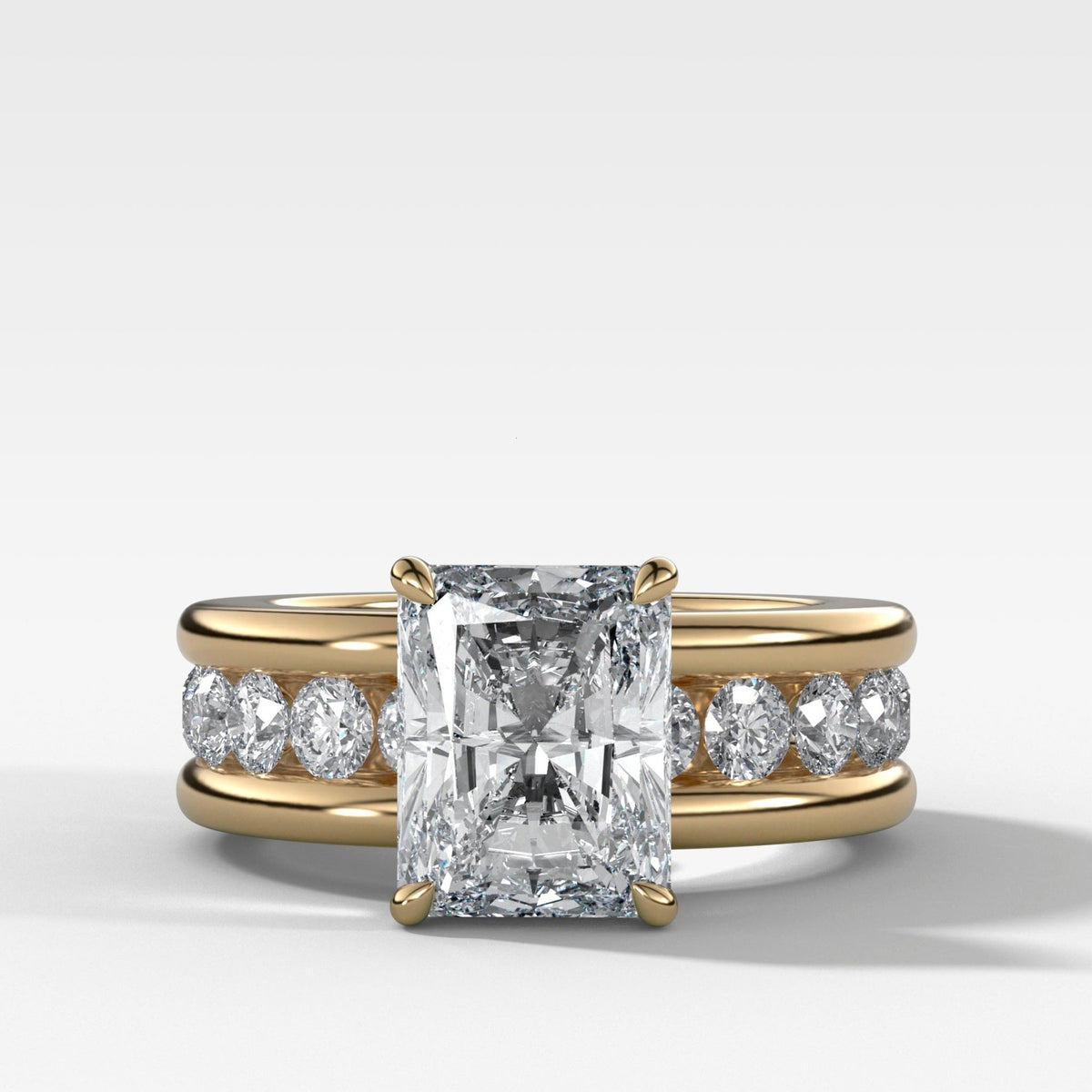 Chunky Channel Set Engagement Ring with Elongated Radiant Cut Diamond - GOODSTONE