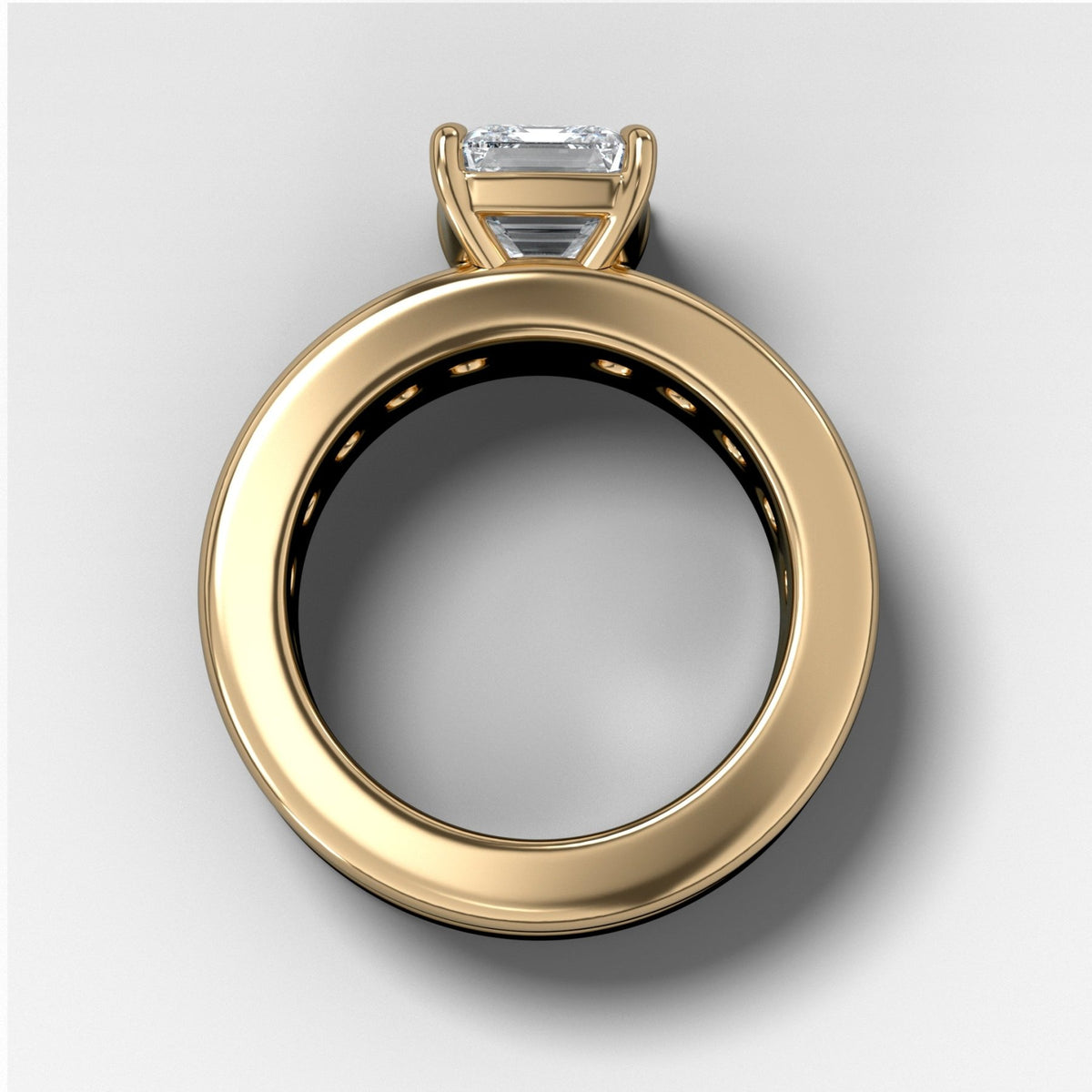 Chunky Channel Set Engagement Ring with Emerald Cut Diamond - GOODSTONE