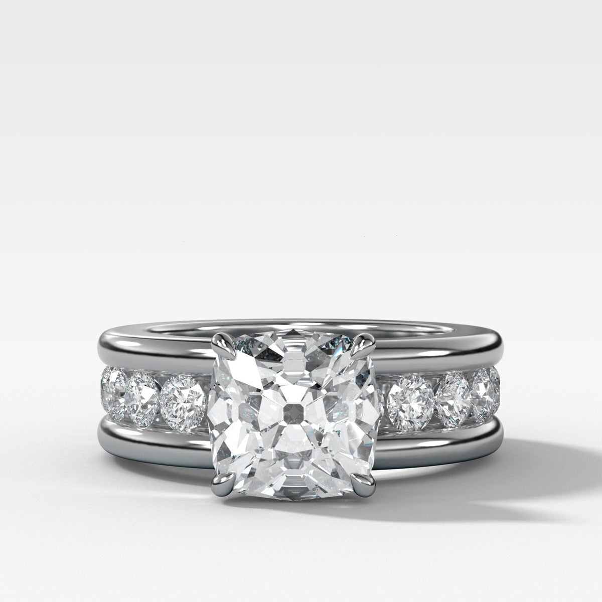 Chunky Channel Set Engagement Ring with Old Mine Cut Diamond - GOODSTONE