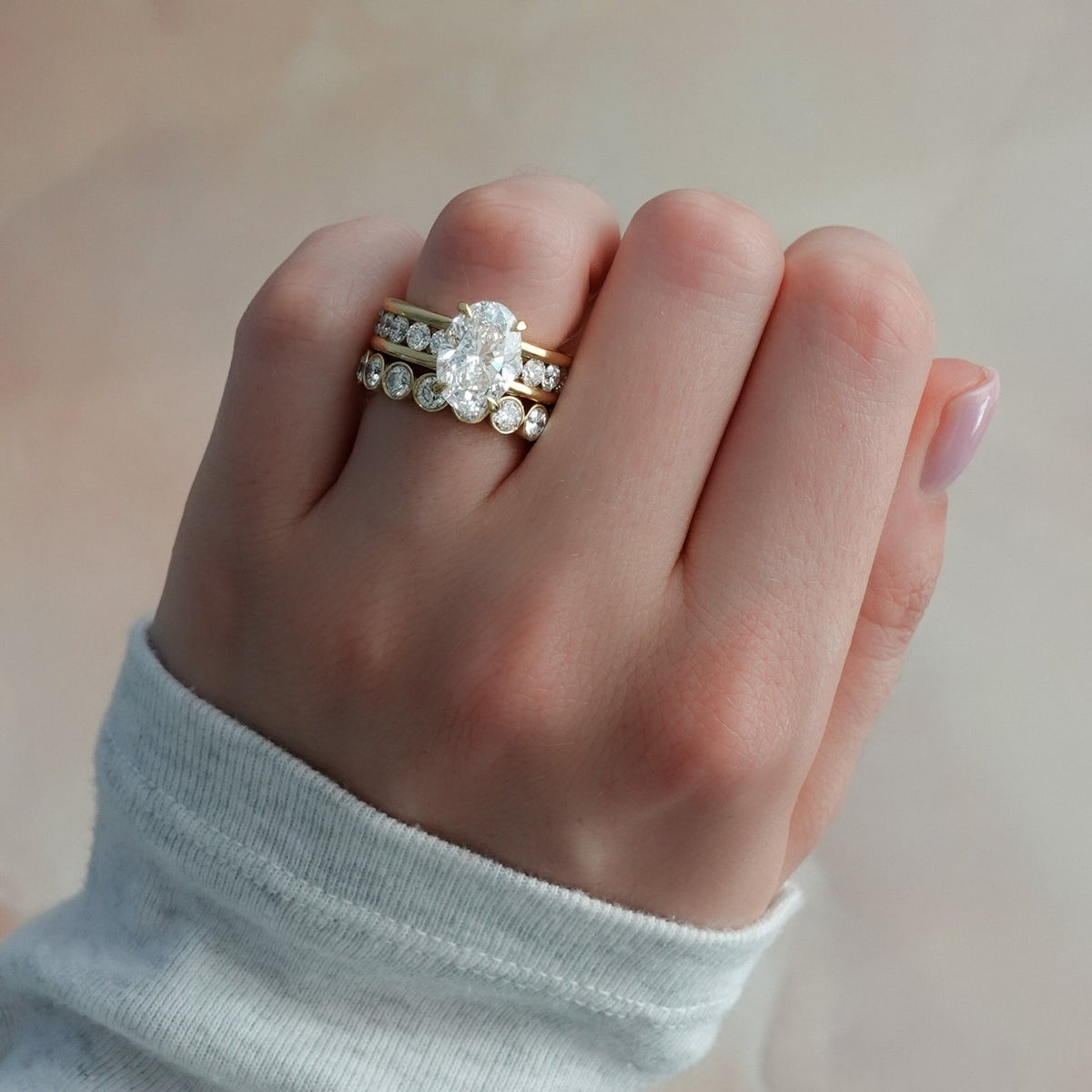 Chunky Channel Set Engagement Ring with Oval Cut Diamond - GOODSTONE