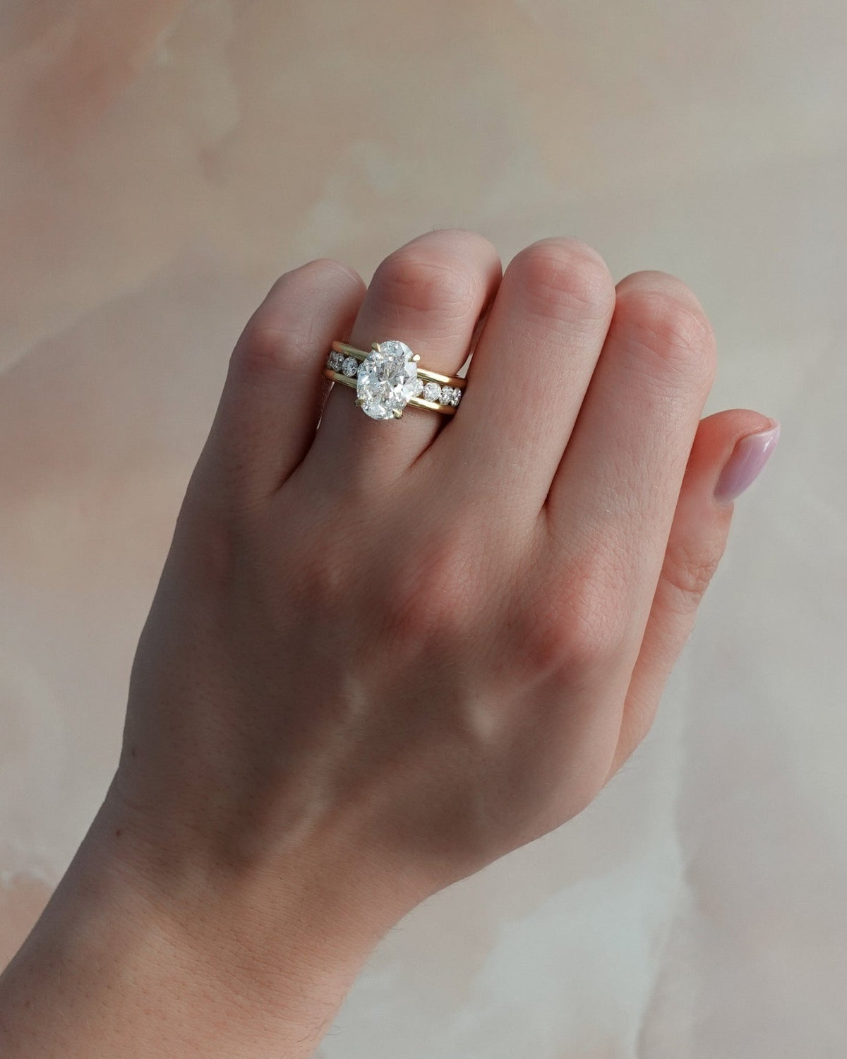 Chunky Channel Set Engagement Ring with Oval Cut Diamond - GOODSTONE