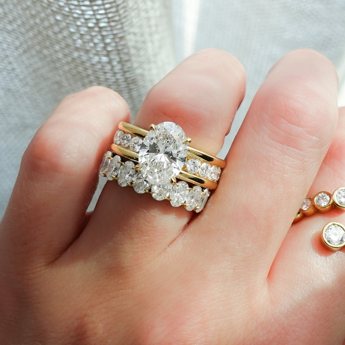 Chunky Channel Set Engagement Ring with Oval Cut Diamond - GOODSTONE