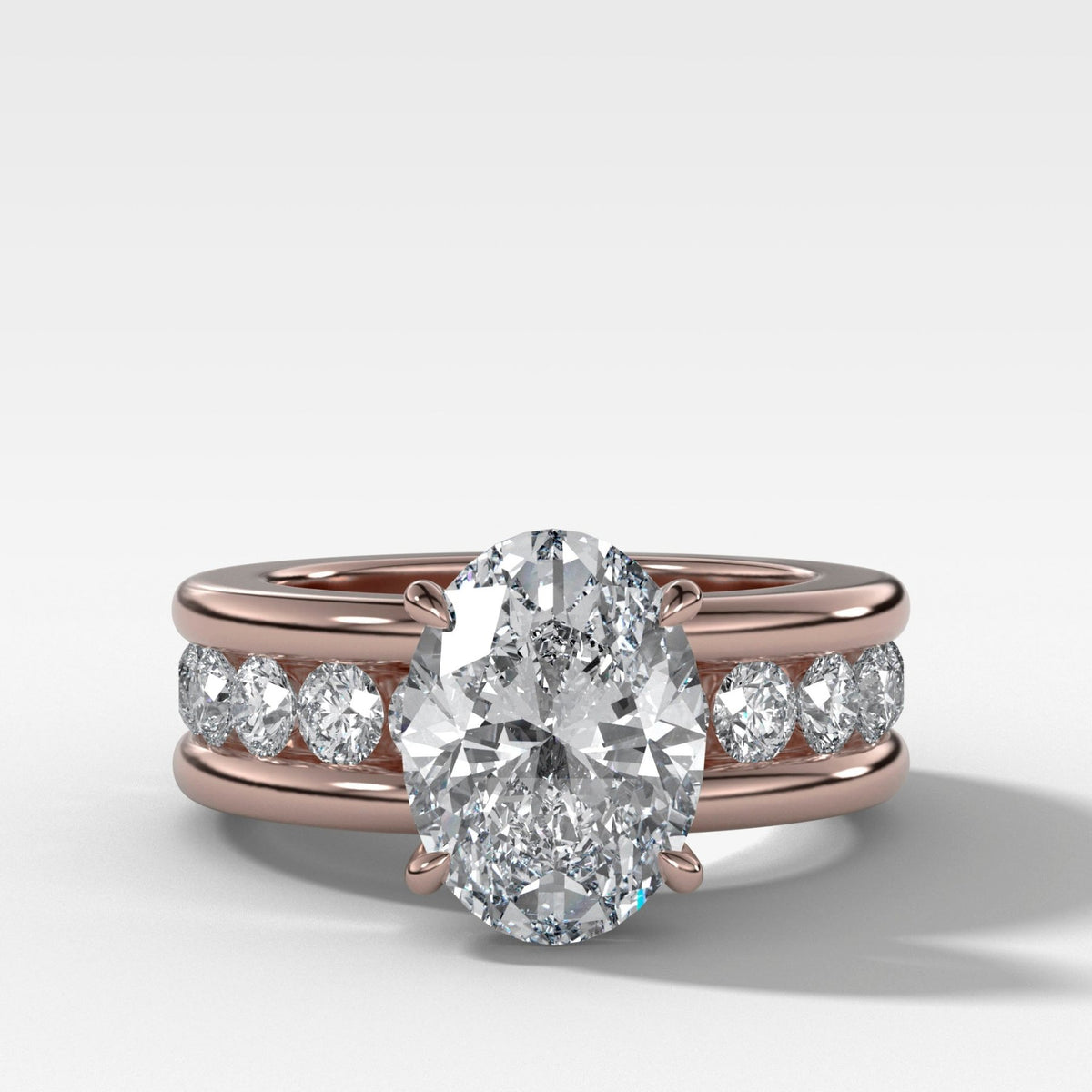 Chunky Channel Set Engagement Ring with Oval Cut Diamond - GOODSTONE