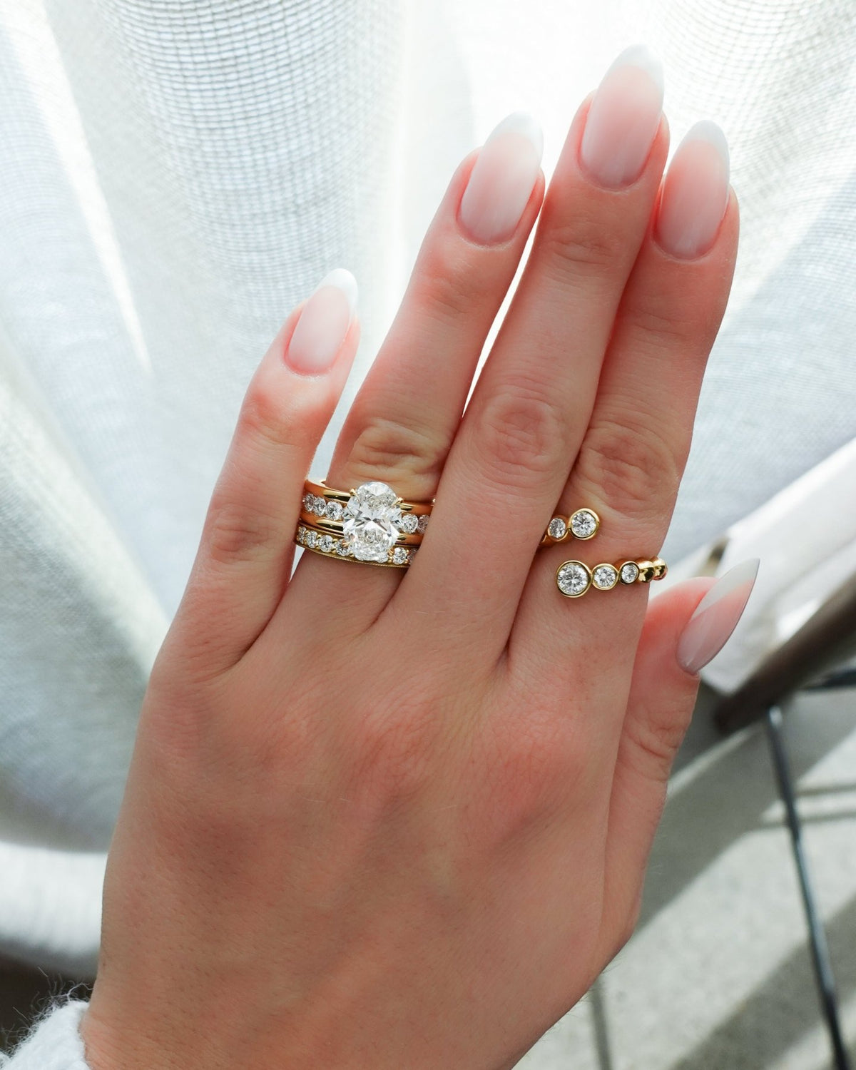 Chunky Channel Set Engagement Ring with Oval Cut Diamond - GOODSTONE