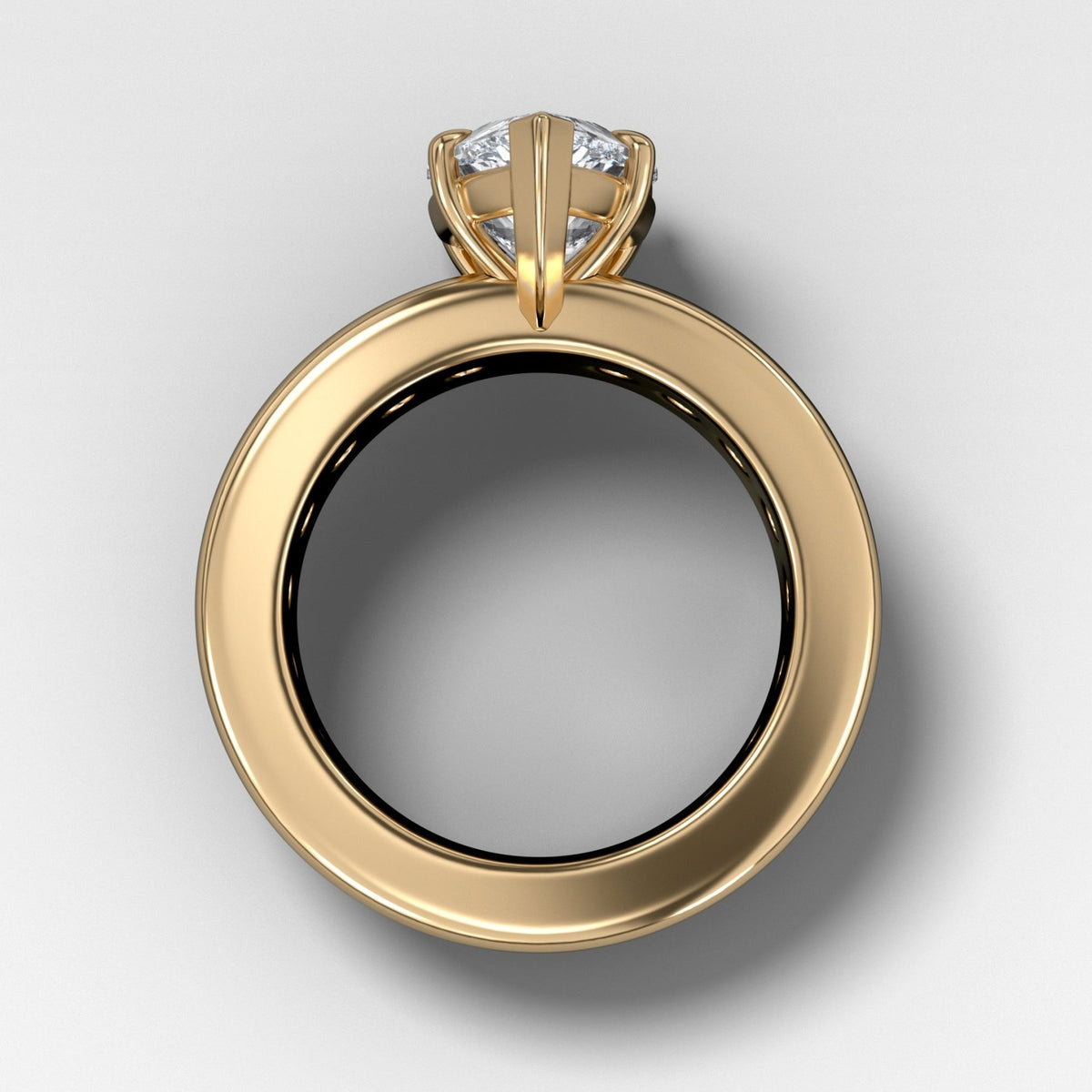 Chunky Channel Set Engagement Ring with Pear Cut Diamond - GOODSTONE