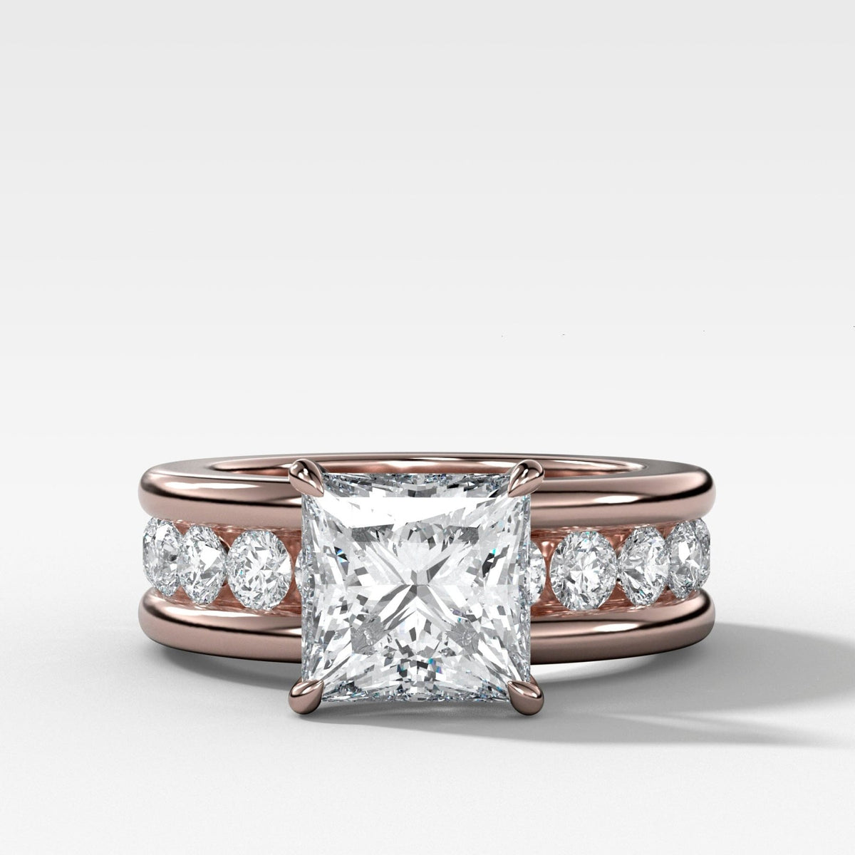 Chunky Channel Set Engagement Ring with Princess Cut Diamond - GOODSTONE