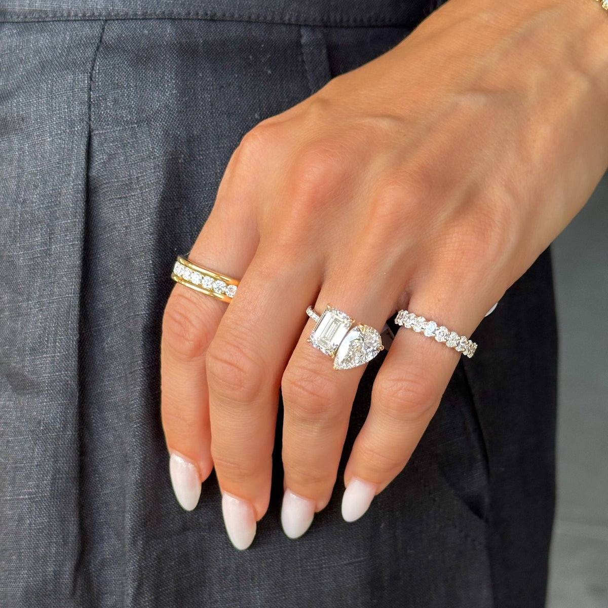 Chunky Channel Set Halfway Wedding band - GOODSTONE