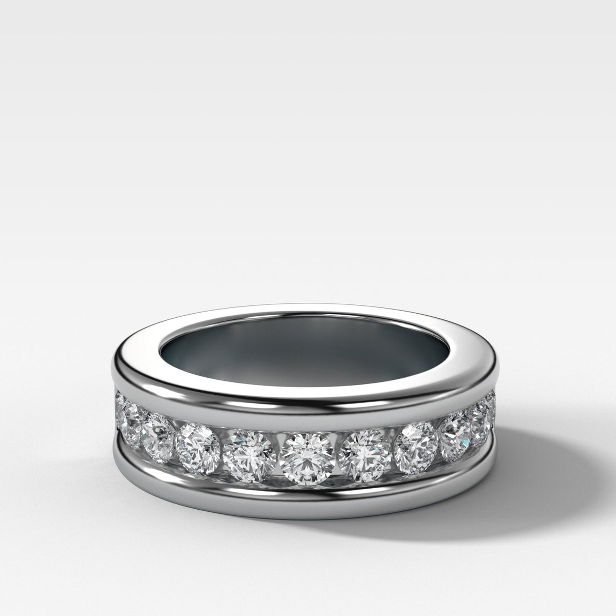 Chunky Channel Set Halfway Wedding band - GOODSTONE