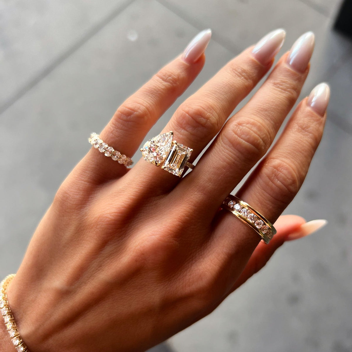 Chunky Channel Set Halfway Wedding band - GOODSTONE