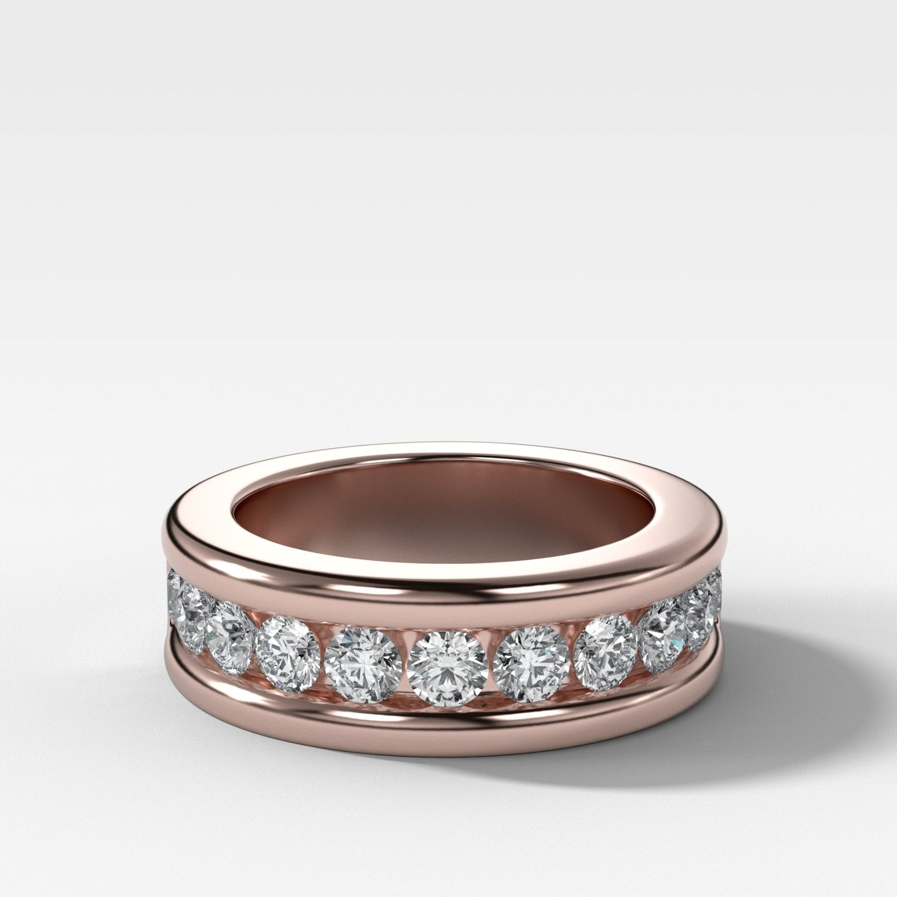 Chunky Channel Set Halfway Wedding band - GOODSTONE