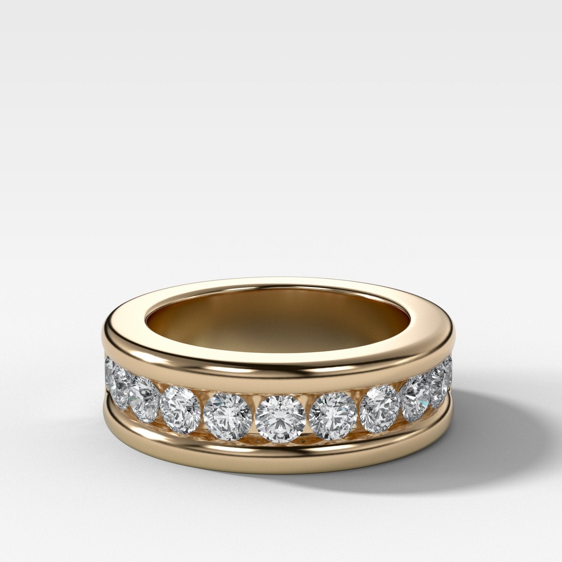 Chunky Channel Set Halfway Wedding band - GOODSTONE