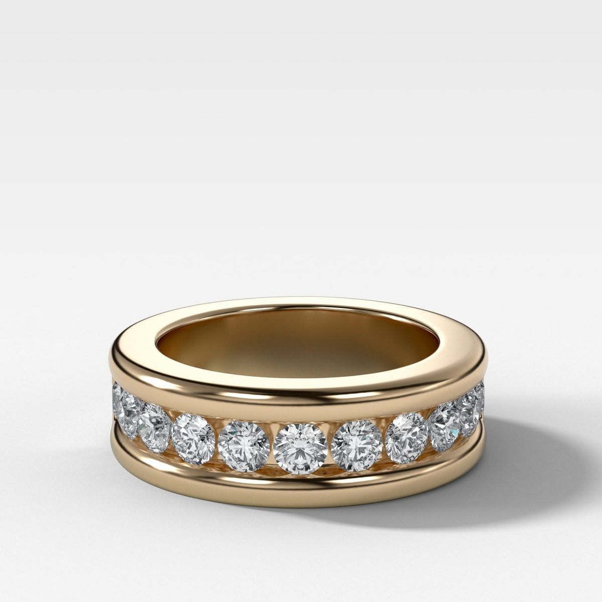 Chunky Channel Set Halfway Wedding band - GOODSTONE