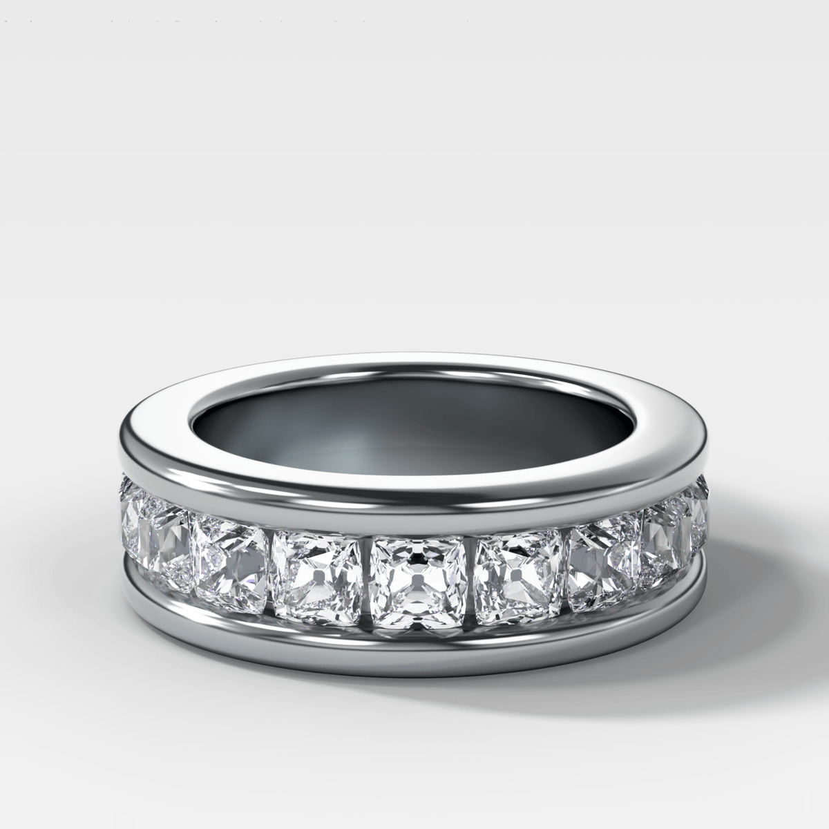 Chunky Channel Set Halfway Wedding band with Old Mine Cut Diamonds - GOODSTONE