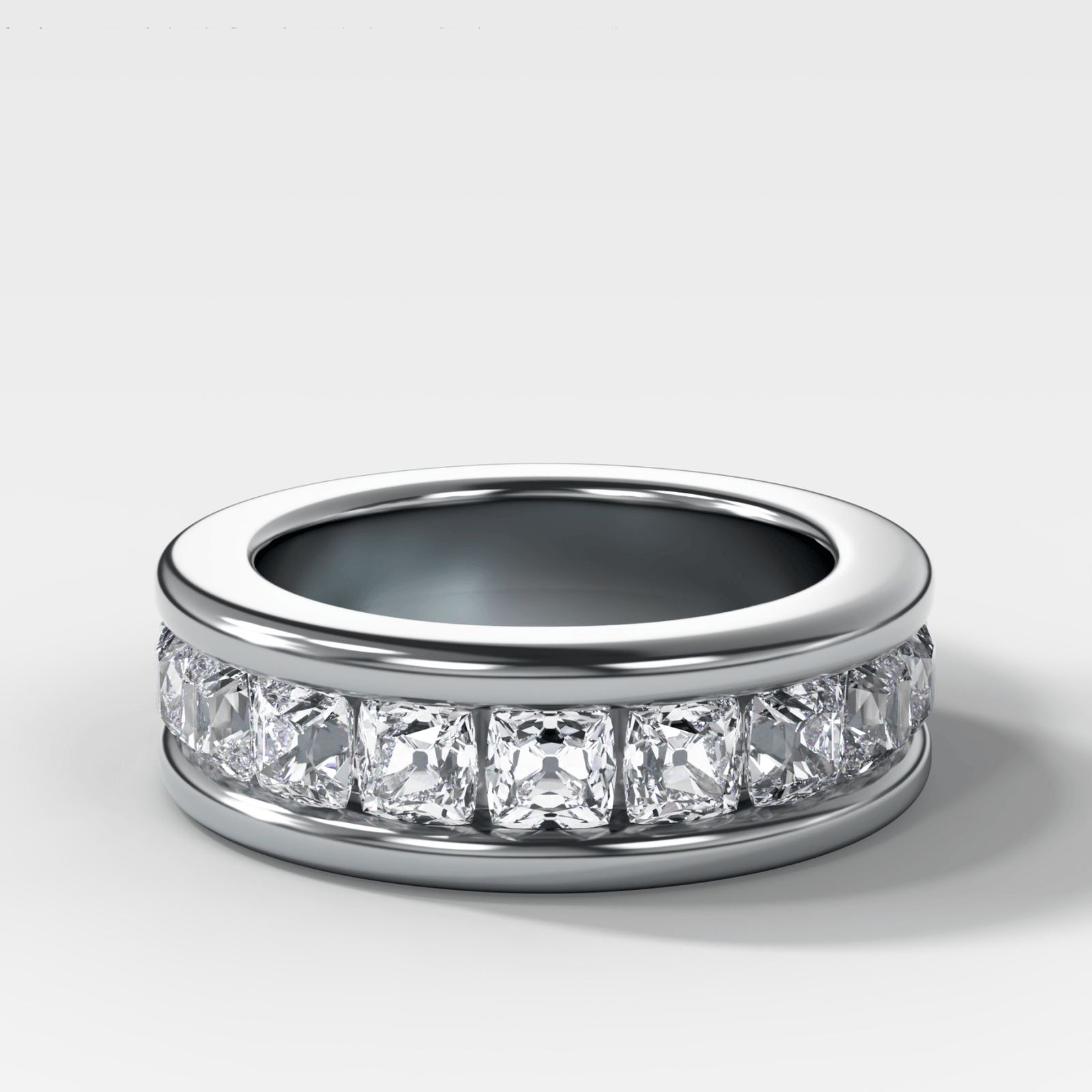 Chunky Channel Set Halfway Wedding band with Old Mine Cut Diamonds - GOODSTONE