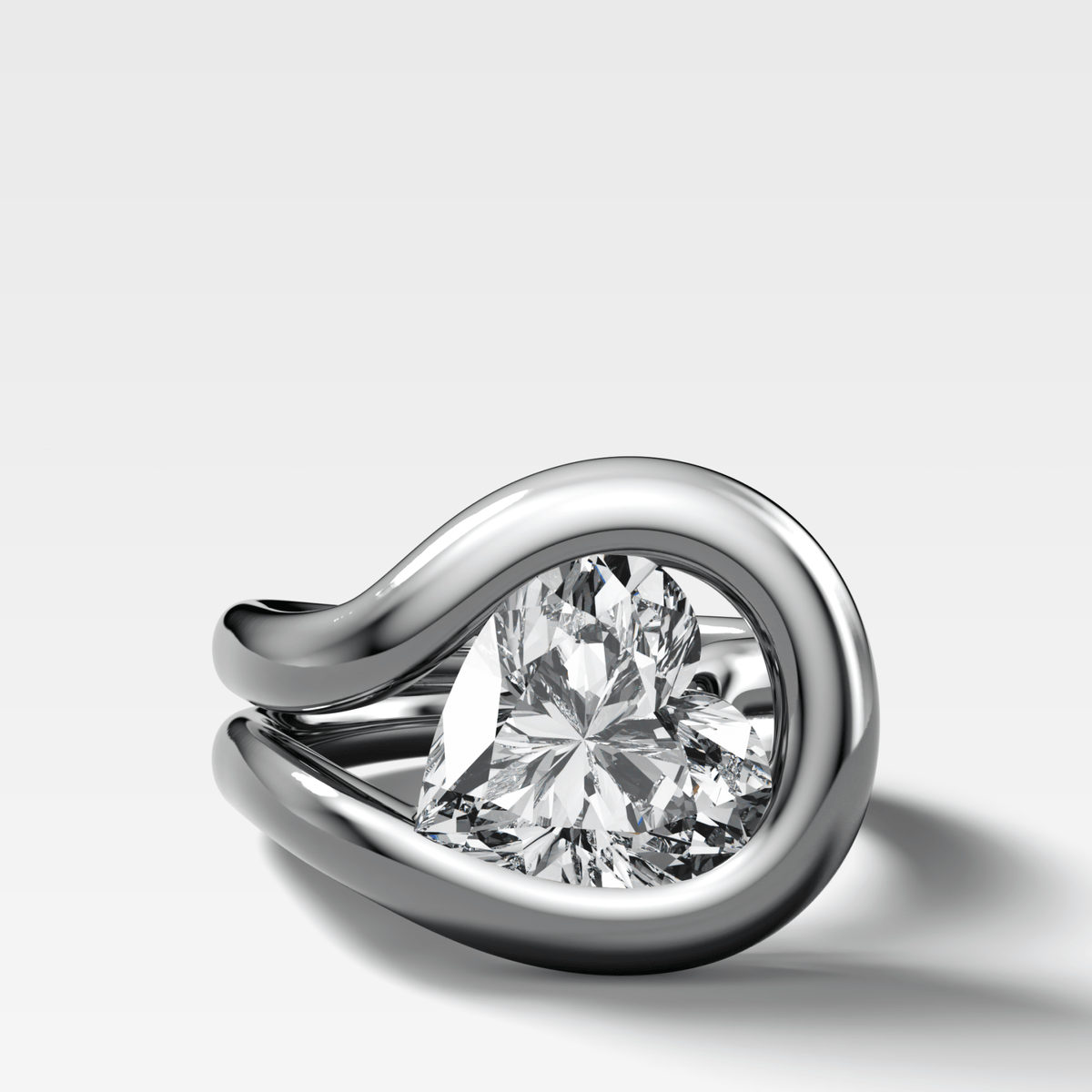 Chunky Lasso Engagement Ring with Heart Cut Diamond - GOODSTONE