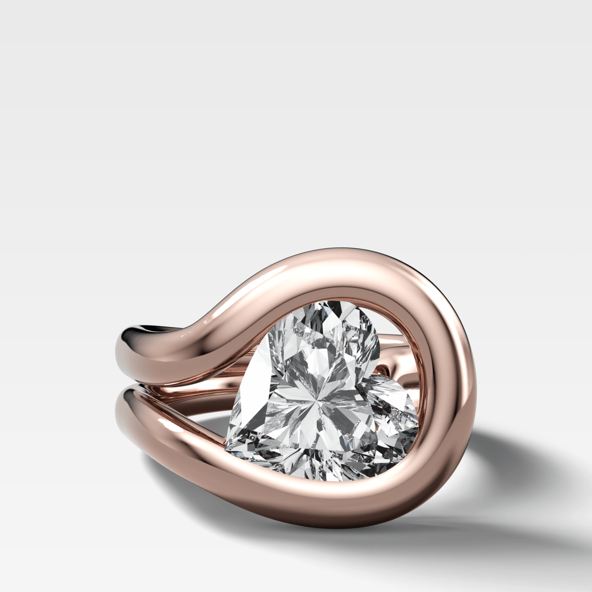 Chunky Lasso Engagement Ring with Heart Cut Diamond - GOODSTONE