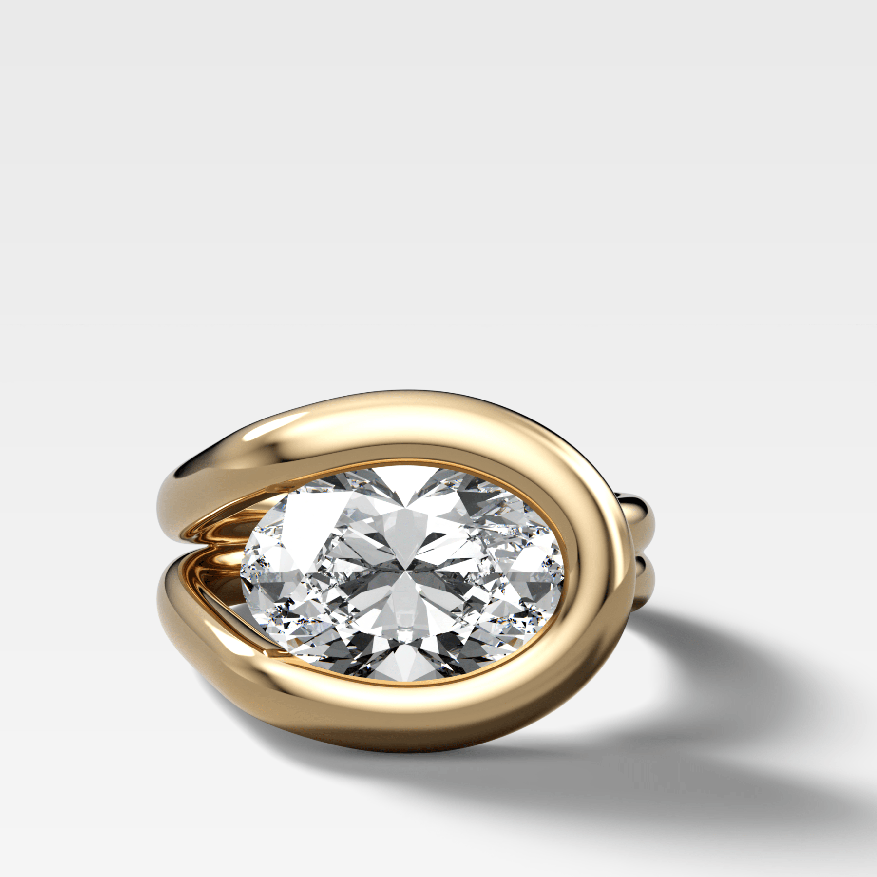Chunky Lasso Engagement Ring with Oval Cut Diamond - GOODSTONE