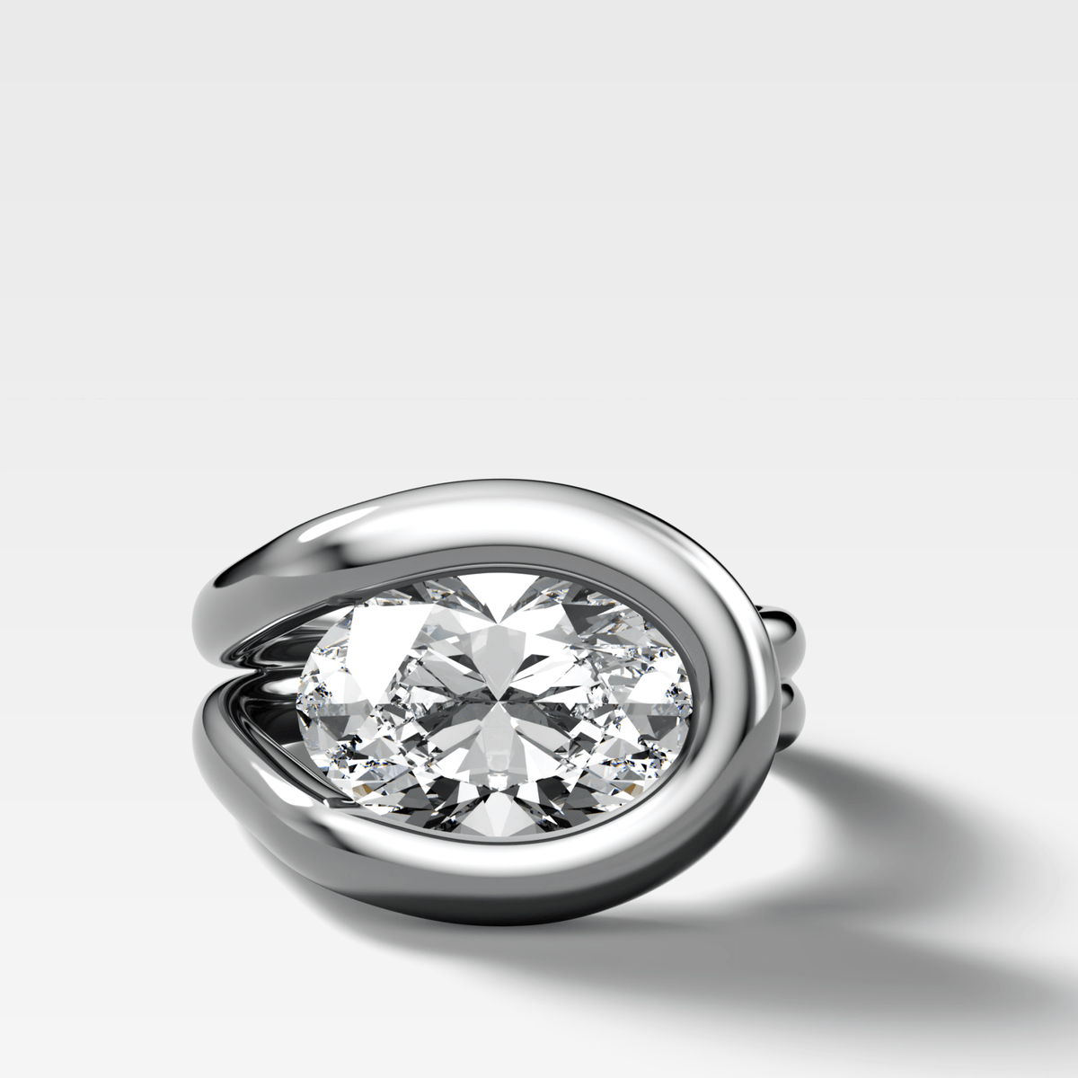 Chunky Lasso Engagement Ring with Oval Cut Diamond - GOODSTONE