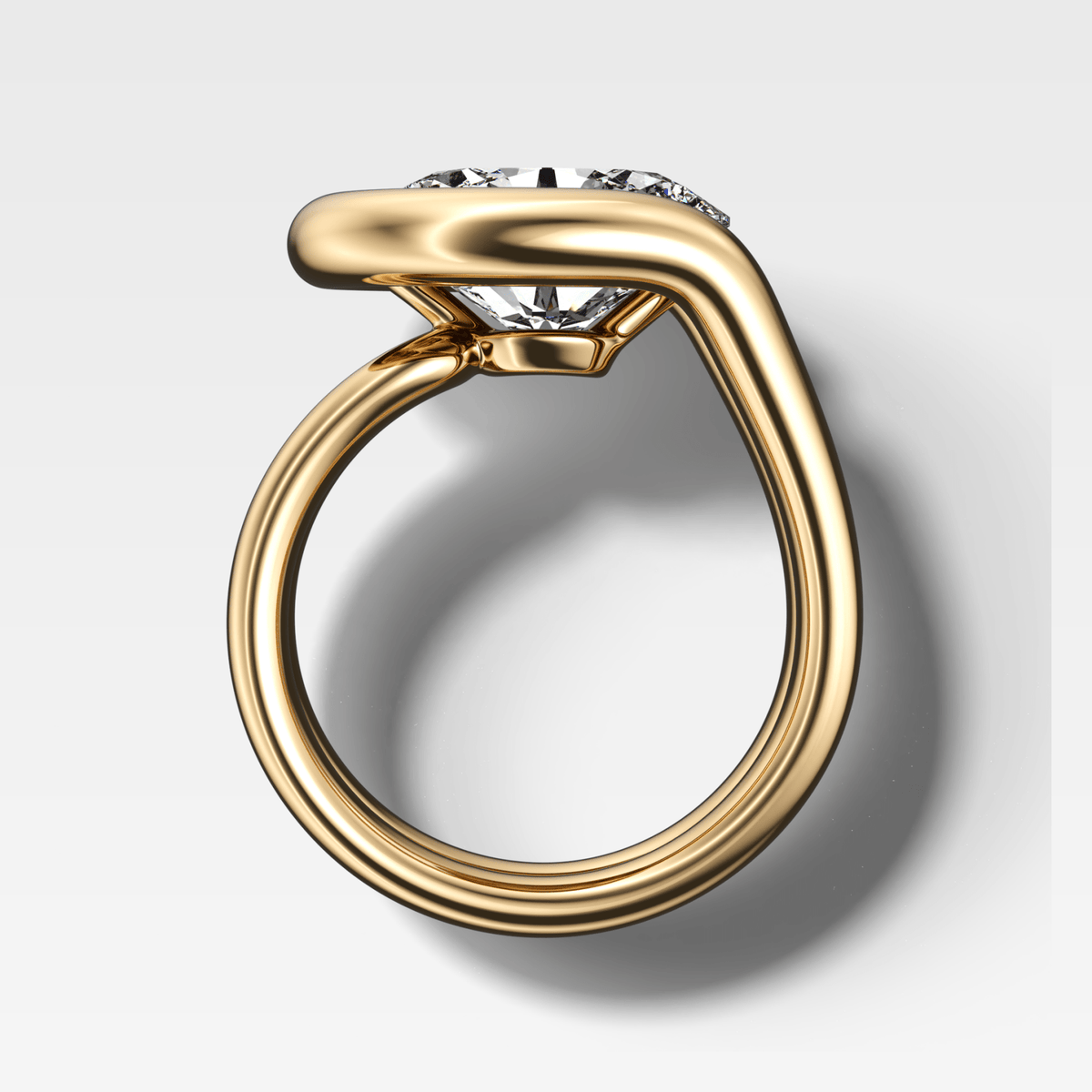 Chunky Lasso Engagement Ring with Oval Cut Diamond - GOODSTONE