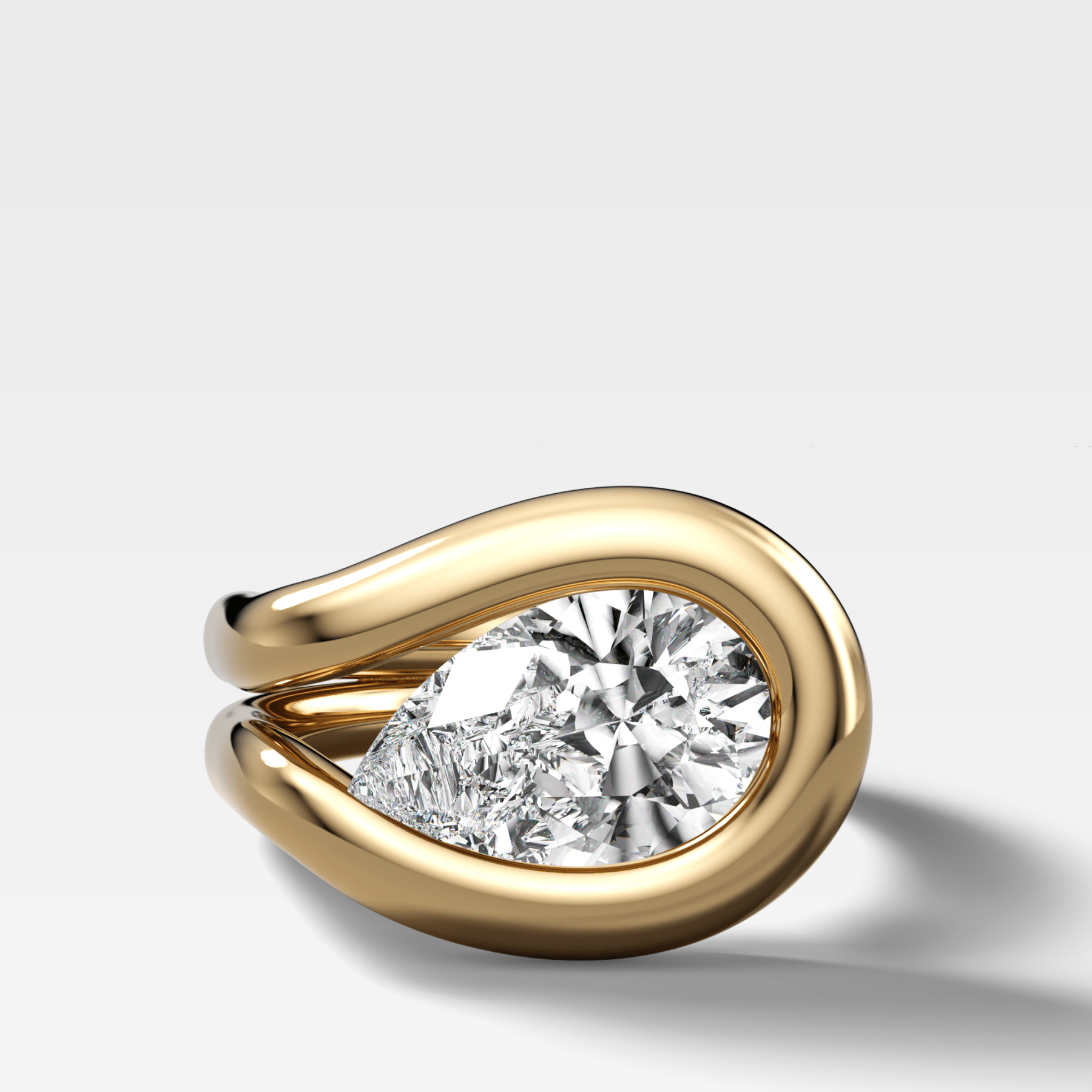 Chunky Lasso Engagement Ring with Pear Cut Diamond - GOODSTONE