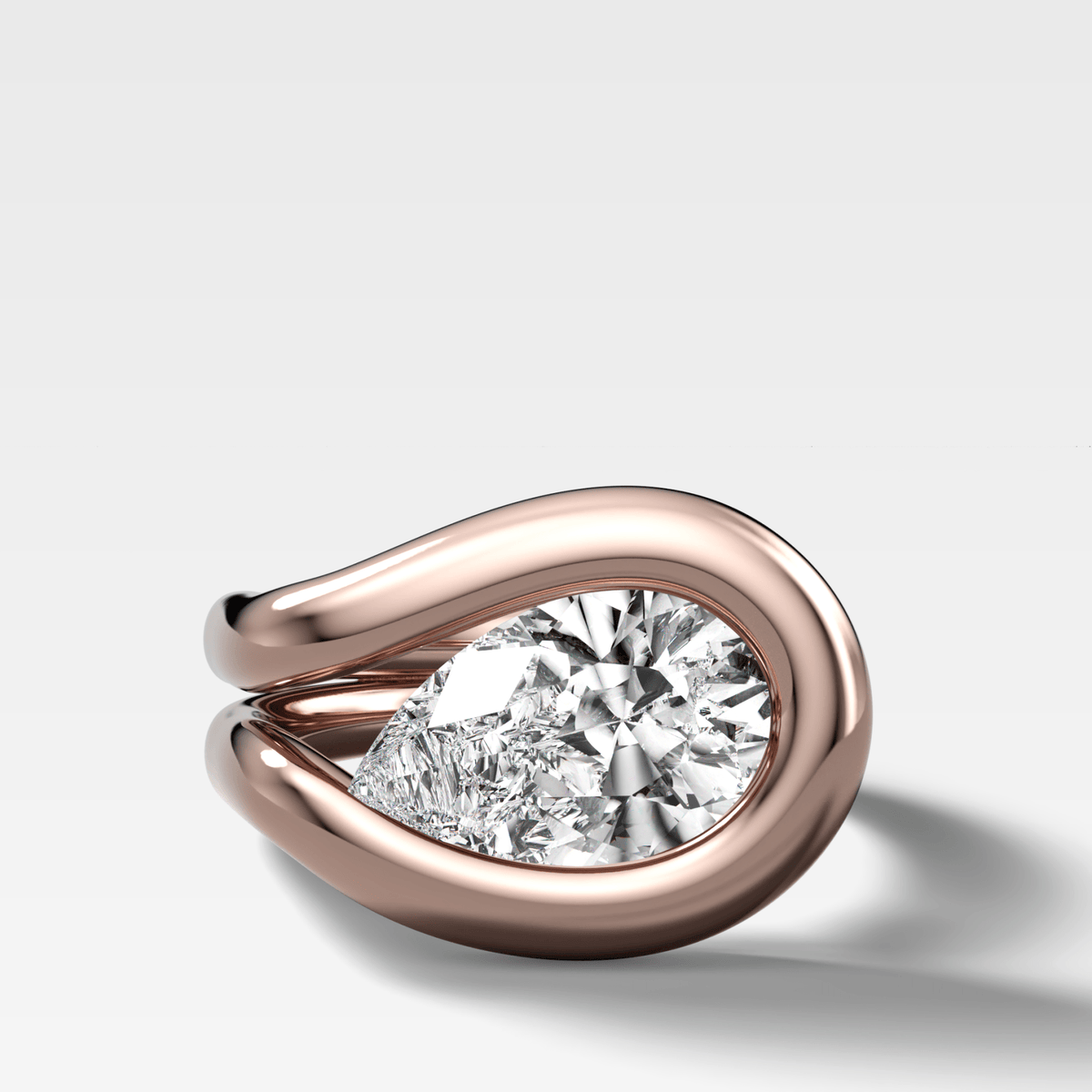 Chunky Lasso Engagement Ring with Pear Cut Diamond - GOODSTONE