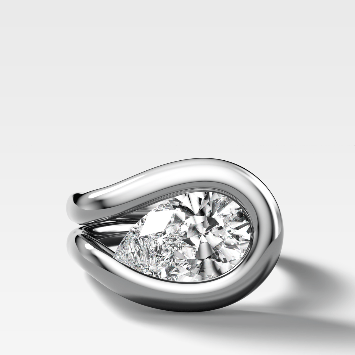 Chunky Lasso Engagement Ring with Pear Cut Diamond - GOODSTONE