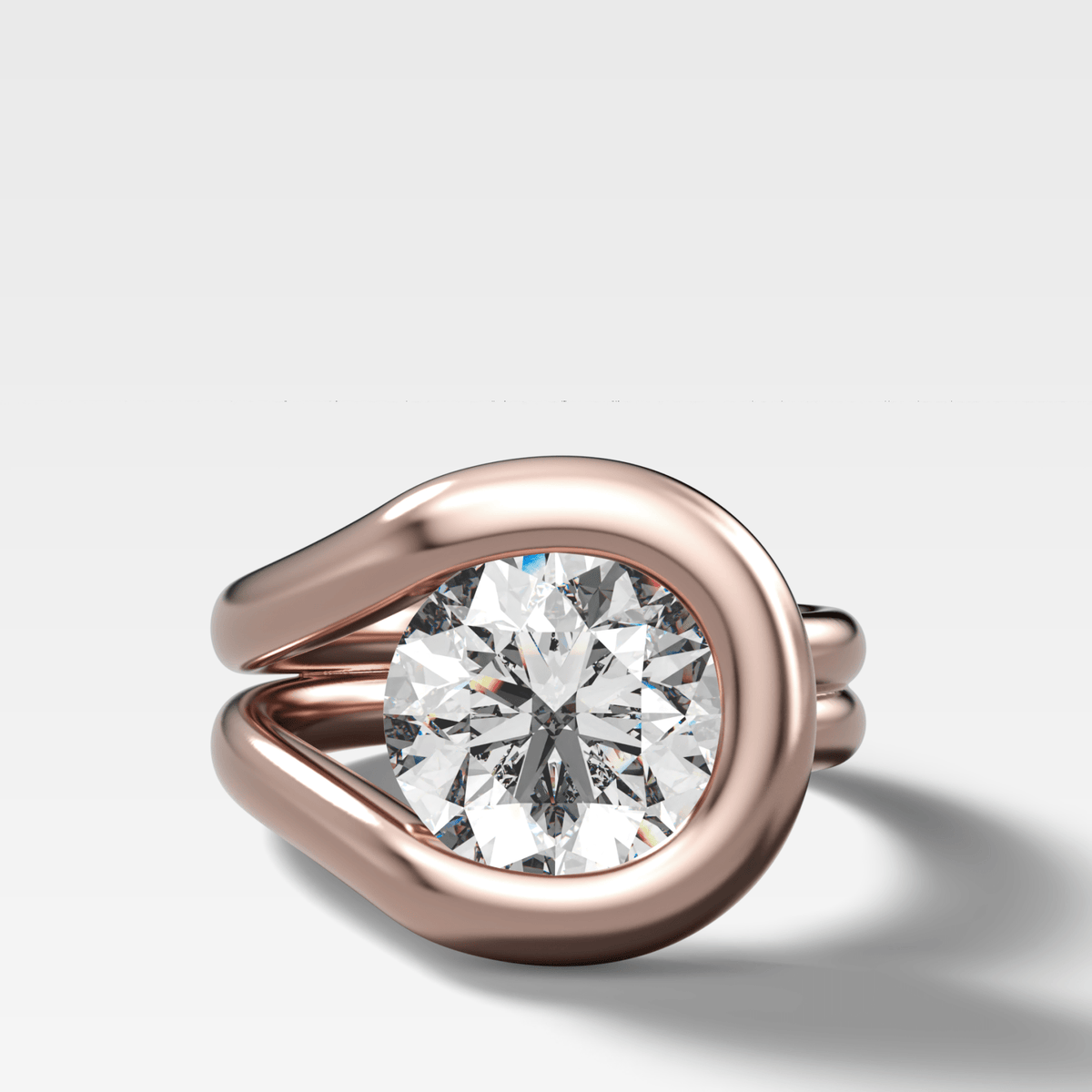 Chunky Lasso Engagement Ring with Round Cut Diamond - GOODSTONE