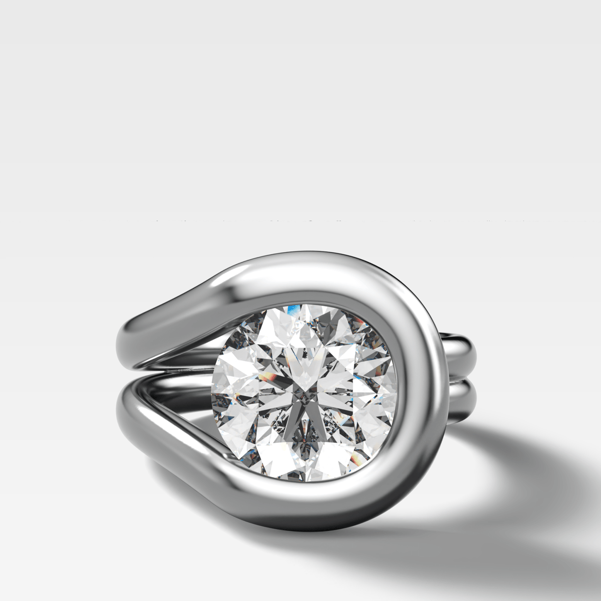 Chunky Lasso Engagement Ring with Round Cut Diamond - GOODSTONE