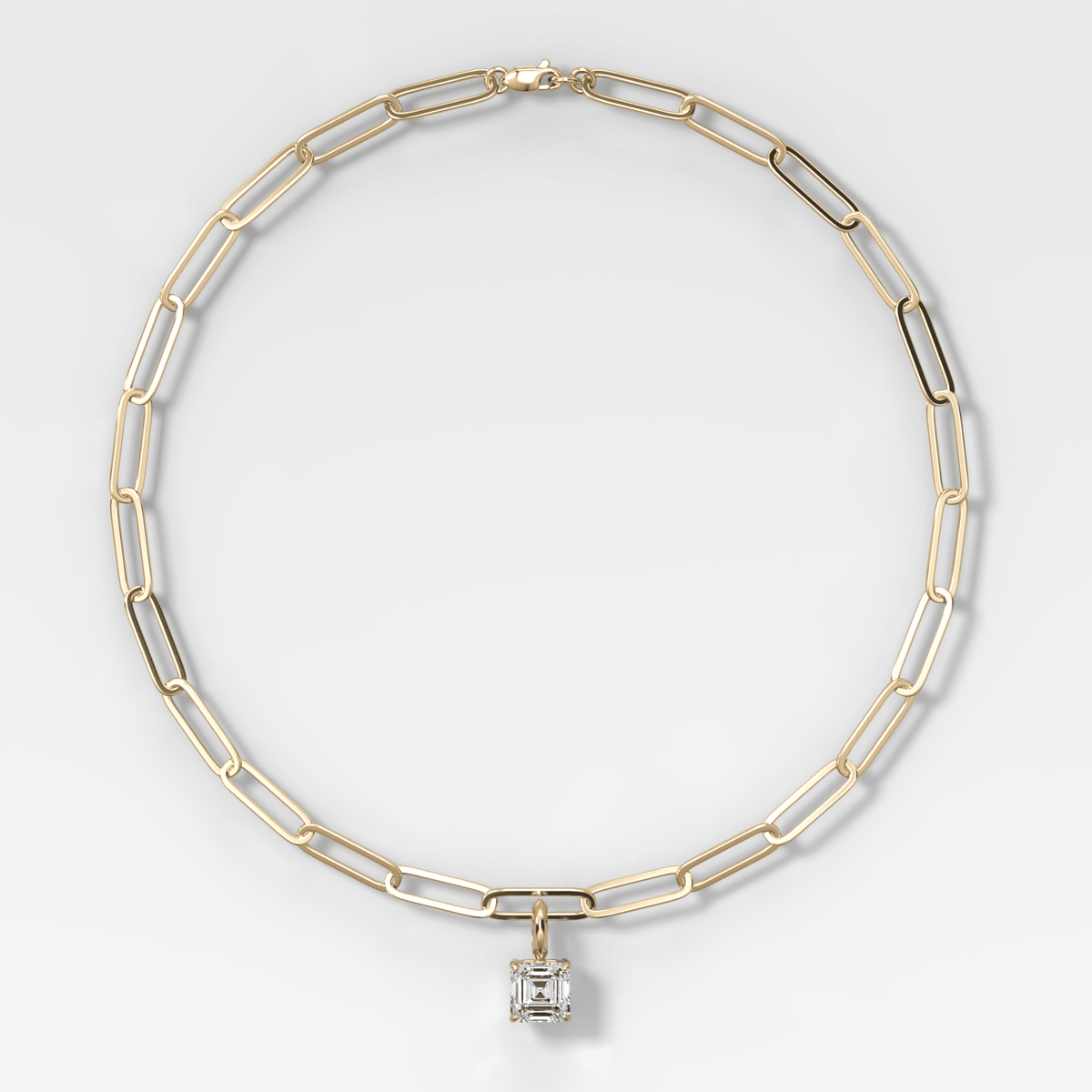 Classic Asscher Attachable Diamond Pendant With Paperclip Chain (6.2mm) - GOODSTONE