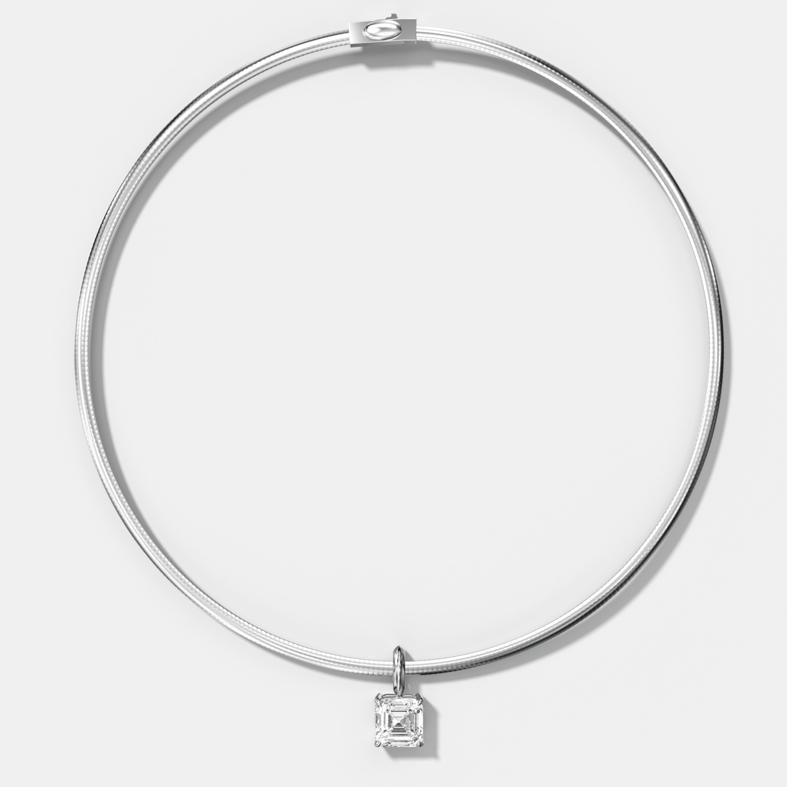 Classic Asscher Attachable Diamond Pendant With Reversible Omega Chain (3mm) - GOODSTONE