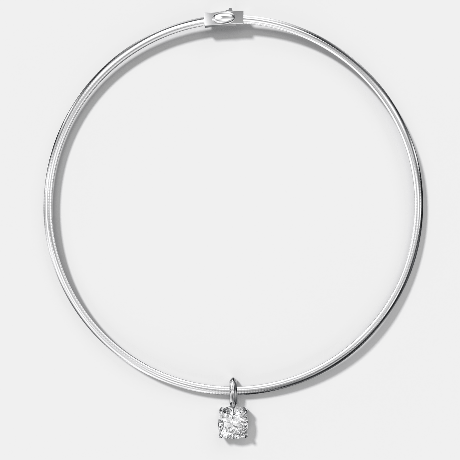 Classic Cushion Attachable Diamond Pendant With Reversible Omega Chain (3mm) - GOODSTONE