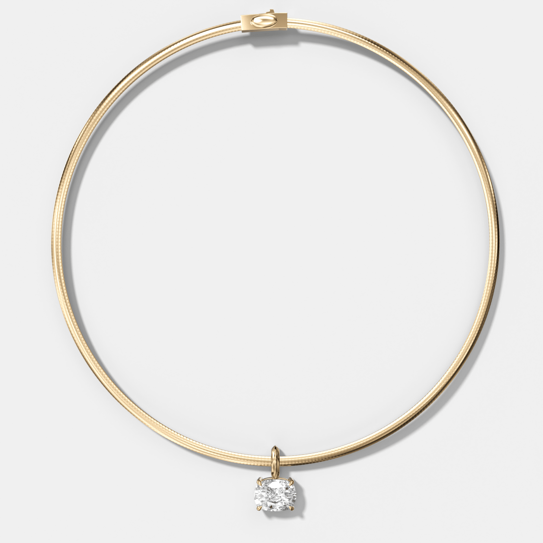 Classic East West Elongated Cushion Attachable Diamond Pendant With Reversible Omega Chain (3mm) - GOODSTONE