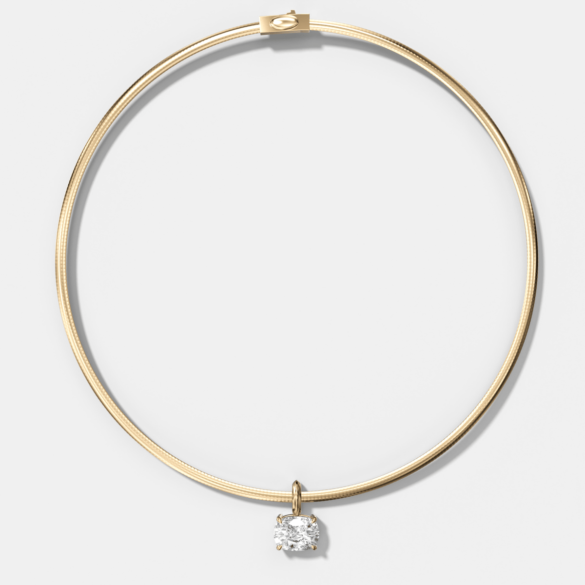 Classic East West Elongated Cushion Attachable Diamond Pendant With Reversible Omega Chain (3mm) - GOODSTONE