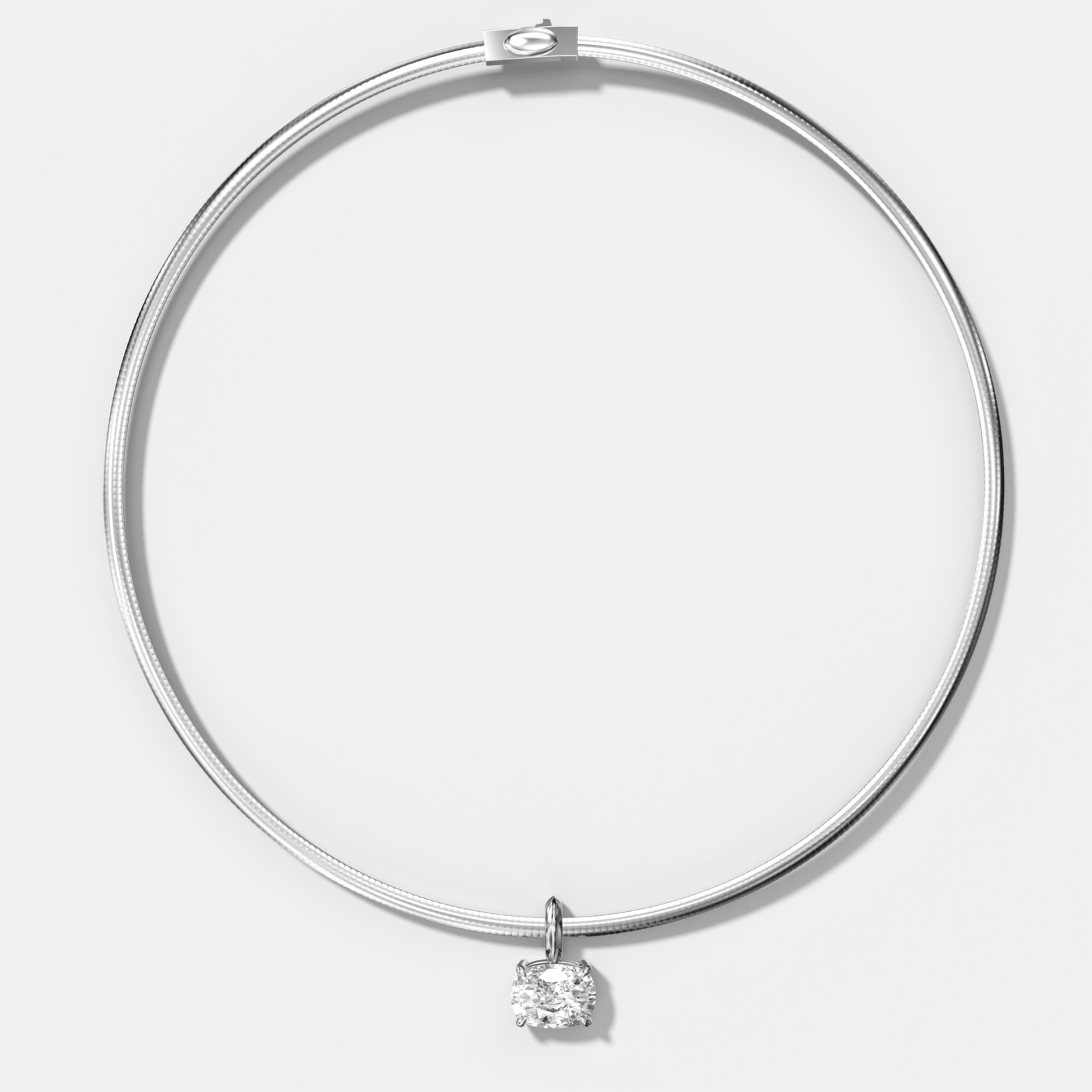 Classic East West Elongated Cushion Attachable Diamond Pendant With Reversible Omega Chain (3mm) - GOODSTONE